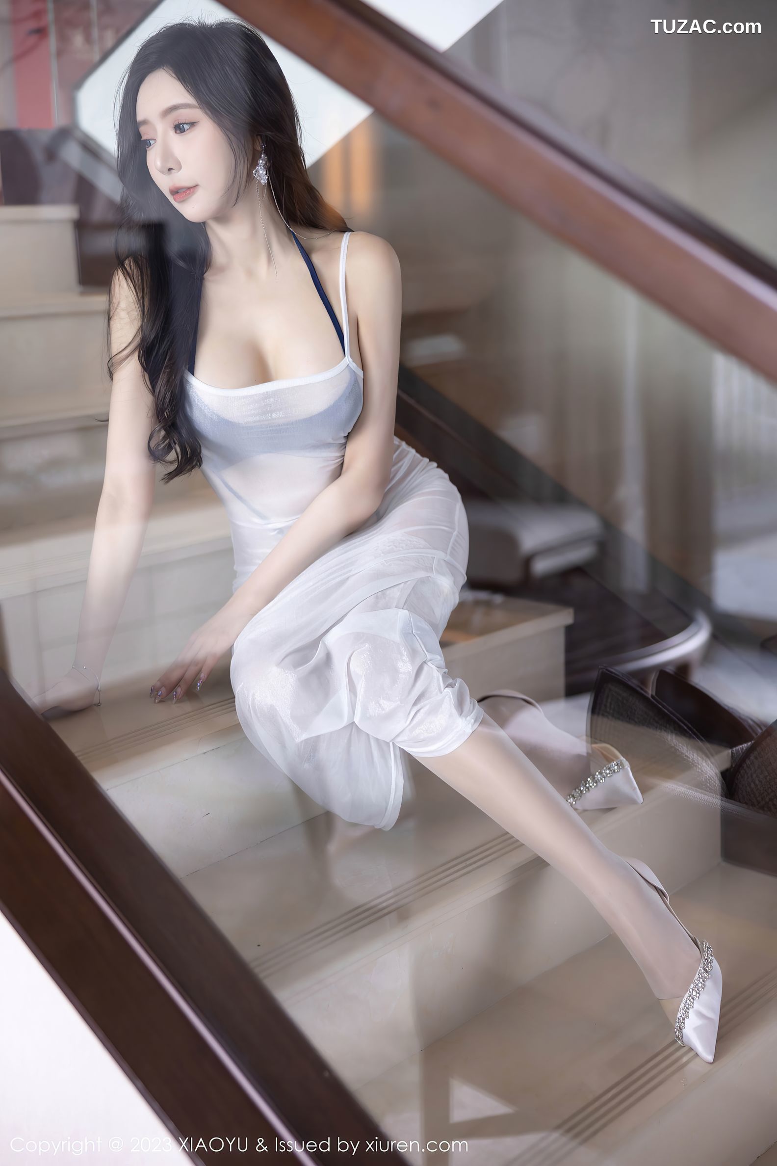 XiaoYu语画界-1052-王馨瑶yanni-贵州旅拍-白色轻透连衣长裙蓝色情趣内衣-2023.06.19