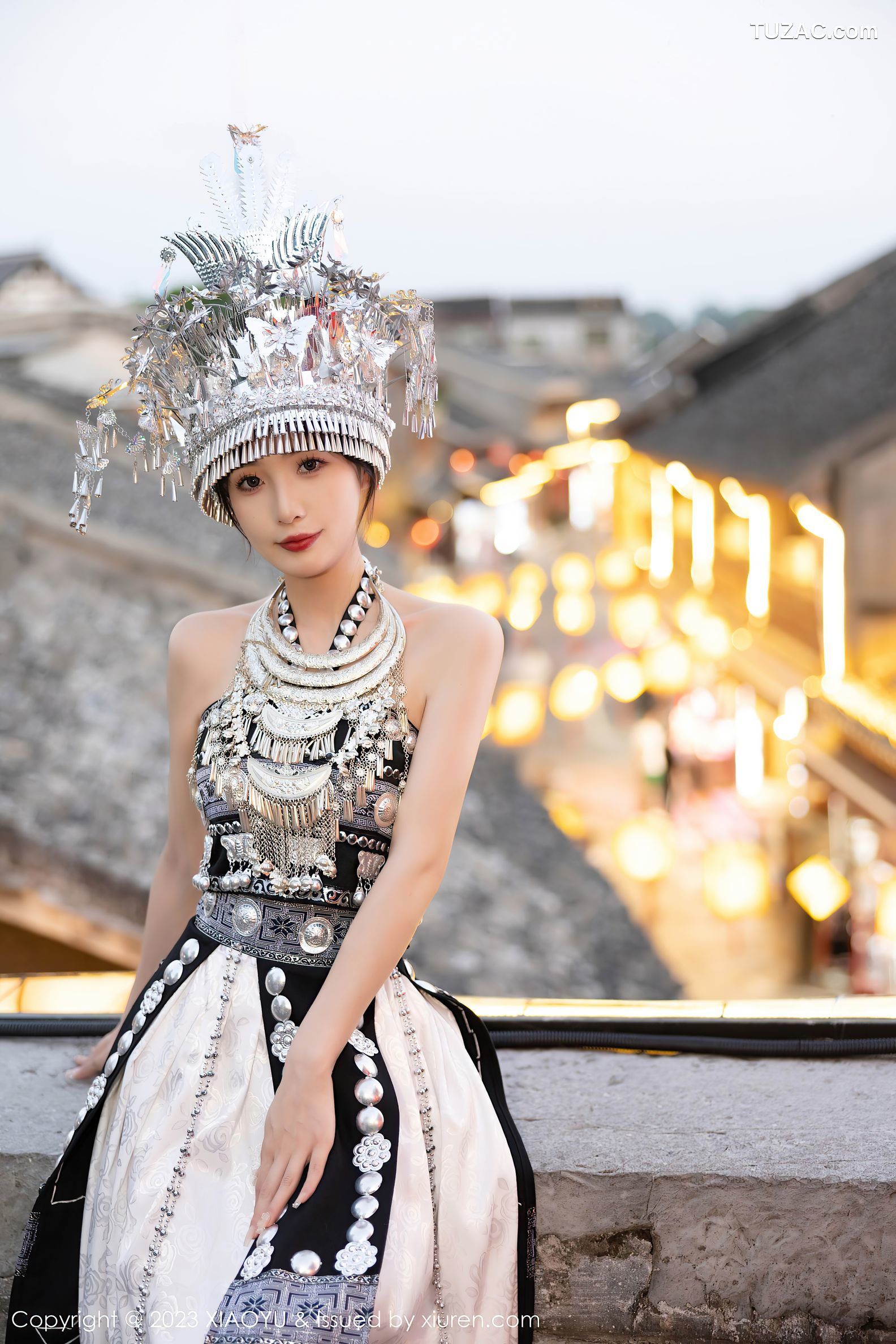 XiaoYu语画界-1071-林星阑-贵州旅拍-旗袍-浅粉内衣-苗族服饰-2023.07.17