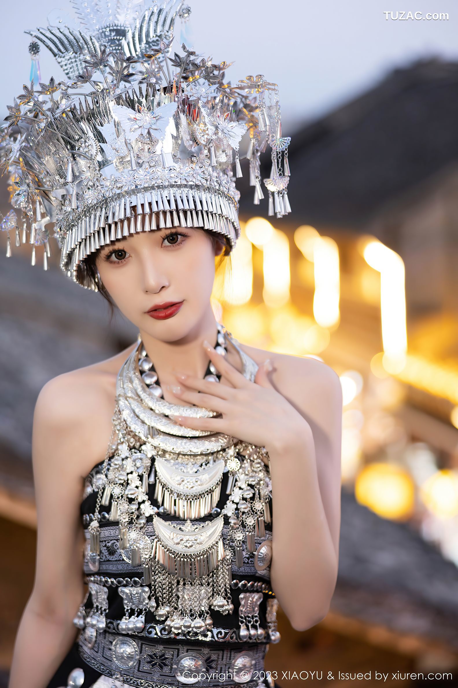 XiaoYu语画界-1071-林星阑-贵州旅拍-旗袍-浅粉内衣-苗族服饰-2023.07.17