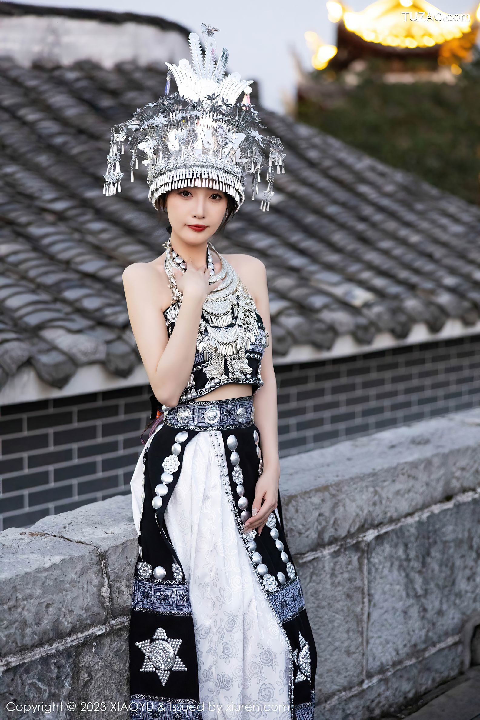 XiaoYu语画界-1071-林星阑-贵州旅拍-旗袍-浅粉内衣-苗族服饰-2023.07.17