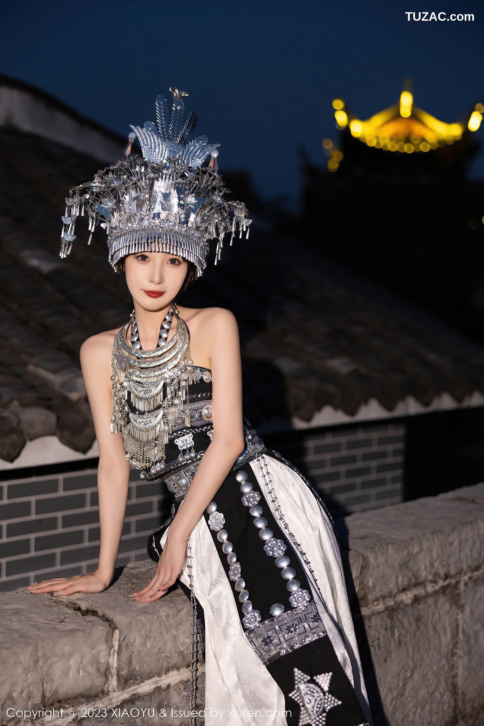 XiaoYu语画界-1071-林星阑-贵州旅拍-旗袍-浅粉内衣-苗族服饰-2023.07.17
