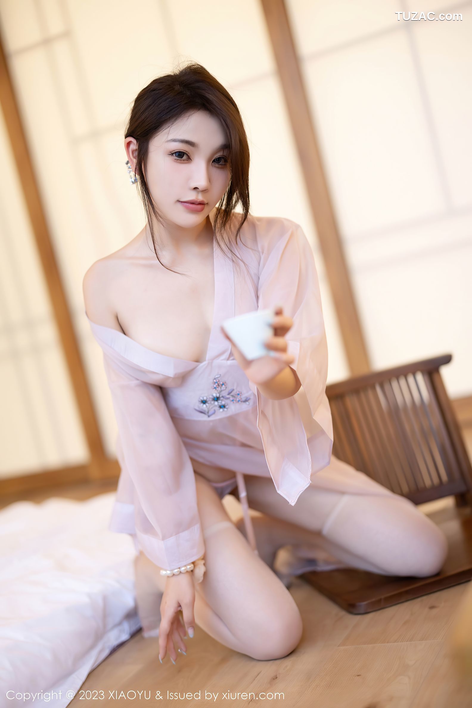 XiaoYu语画界-1076-徐莉芝Booty-浅粉透视和服-2023.07.24