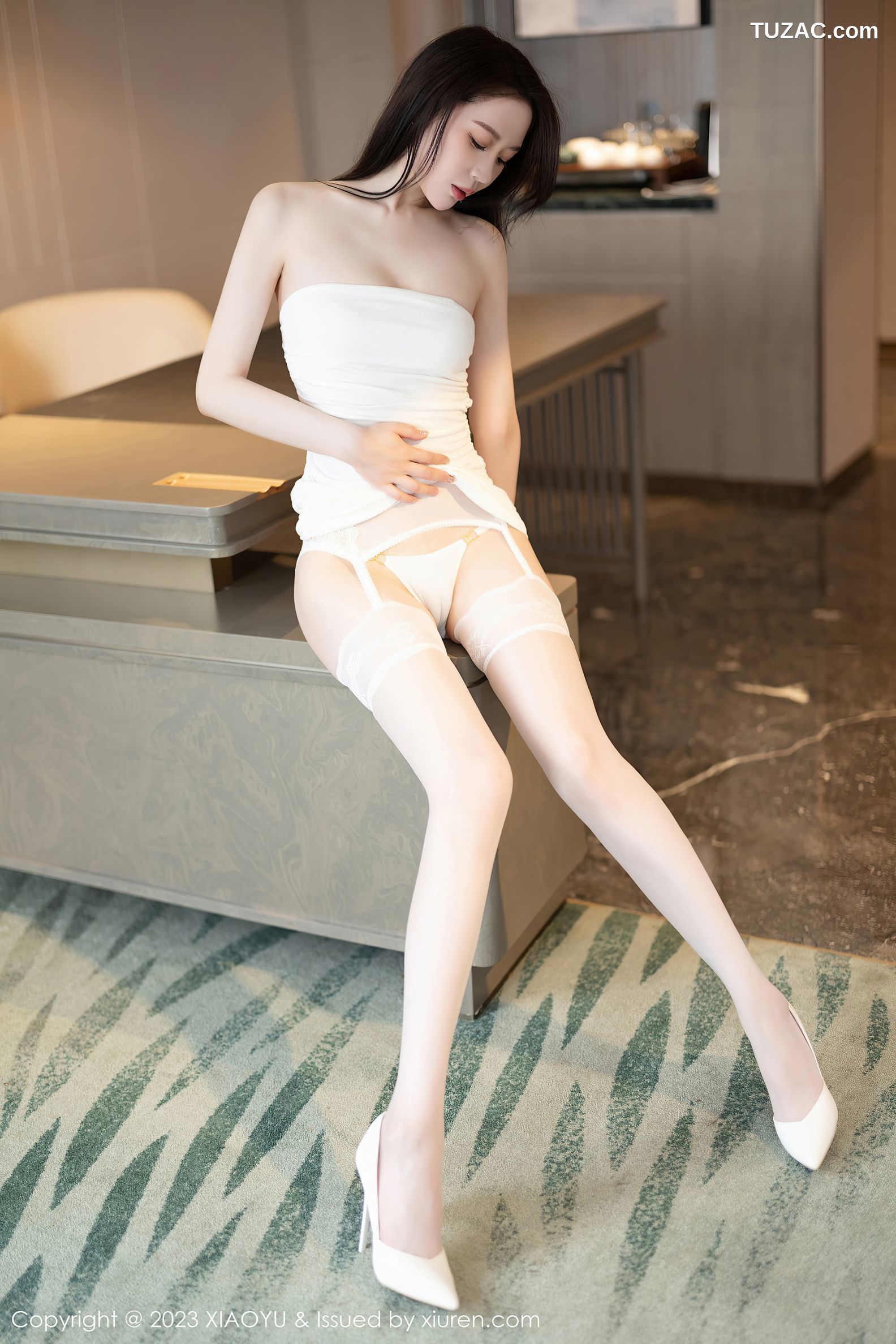 XiaoYu语画界-1099-梦心玥-白色露肩连衣短裙白色情趣内衣-2023.08.24