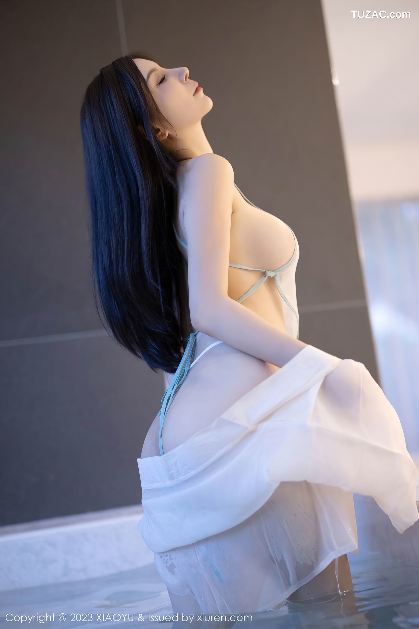 XiaoYu语画界-1106-小蛮妖Yummy-淡蓝古风肚兜-蓝印花睡衣-2023.09.07