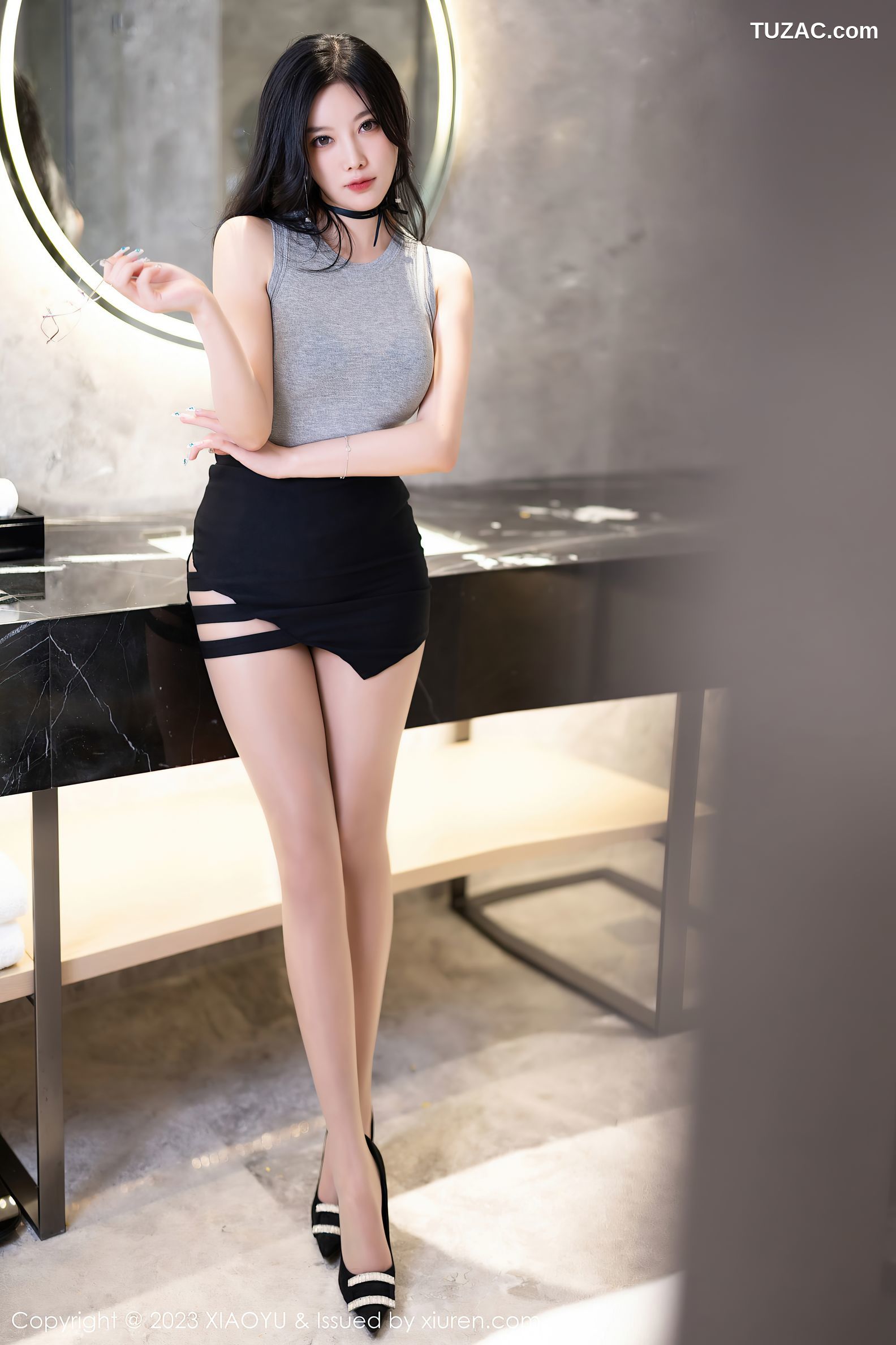 XiaoYu语画界-1117-杨晨晨Yome-灰T黑短裙性感情趣内衣-2023.09.22