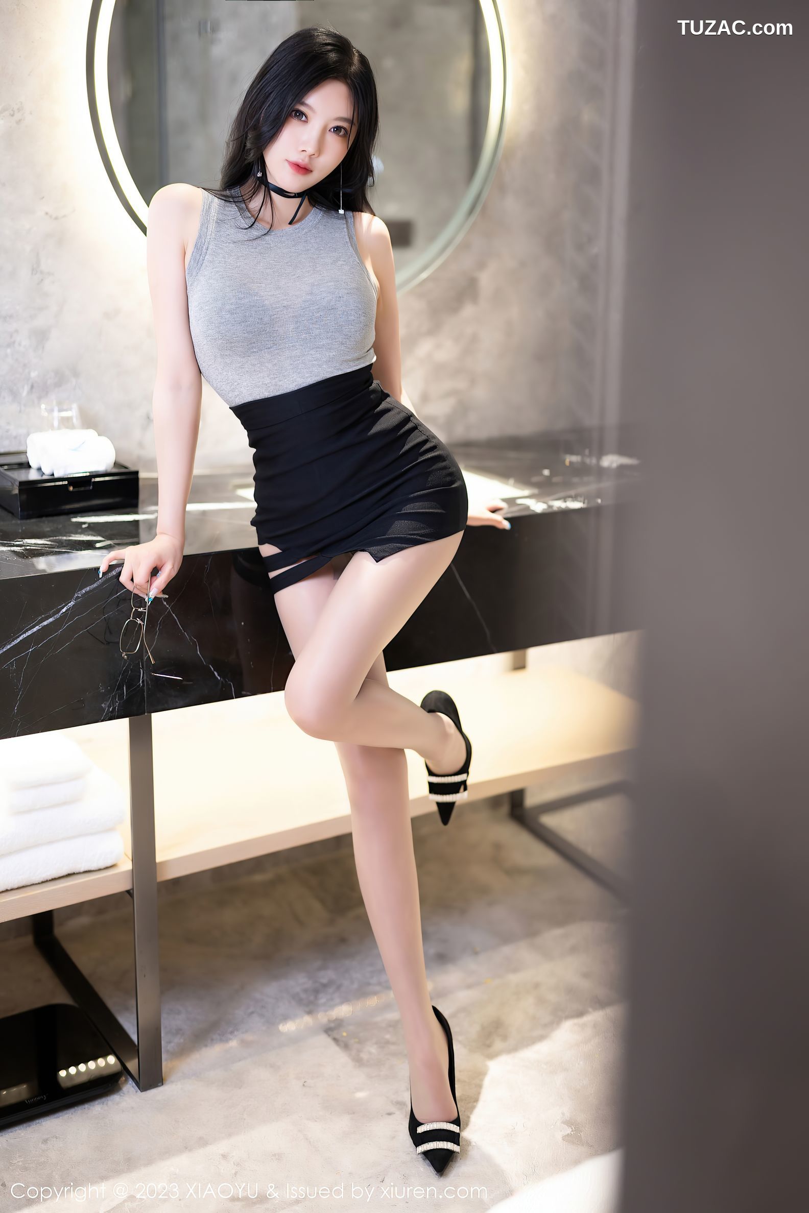 XiaoYu语画界-1117-杨晨晨Yome-灰T黑短裙性感情趣内衣-2023.09.22