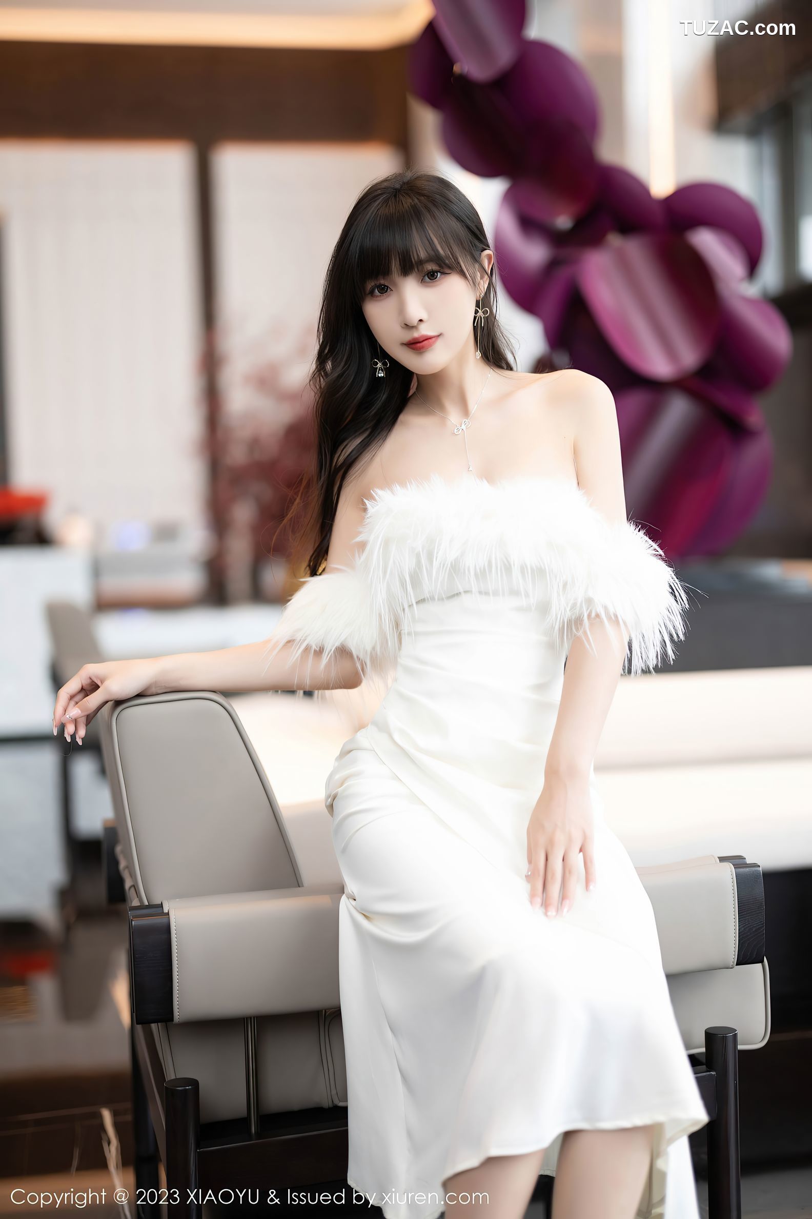 XiaoYu语画界-1120-林星阑-白色低胸礼服长裙-白色蕾丝情趣内衣-2023.09.27