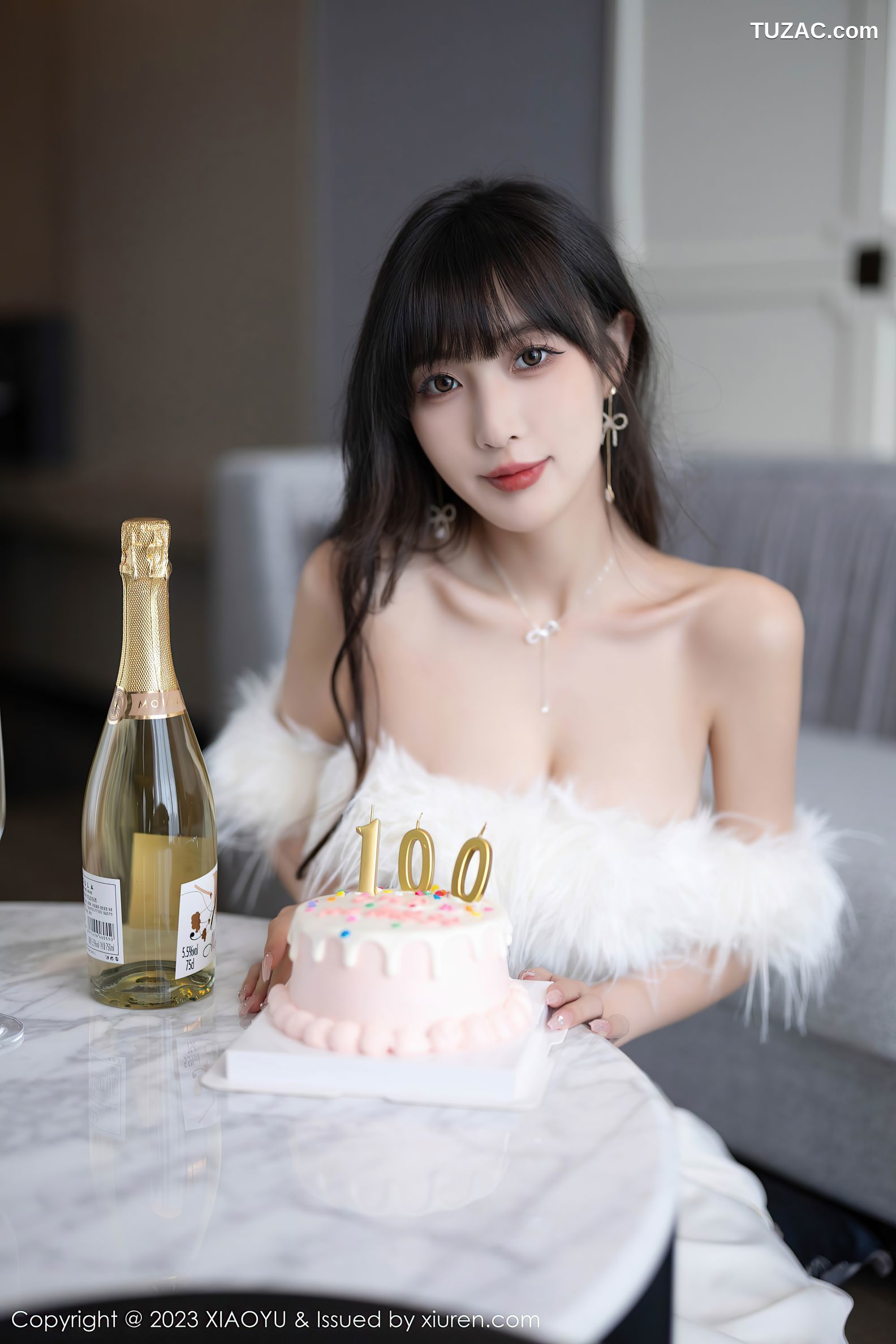 XiaoYu语画界-1120-林星阑-白色低胸礼服长裙-白色蕾丝情趣内衣-2023.09.27