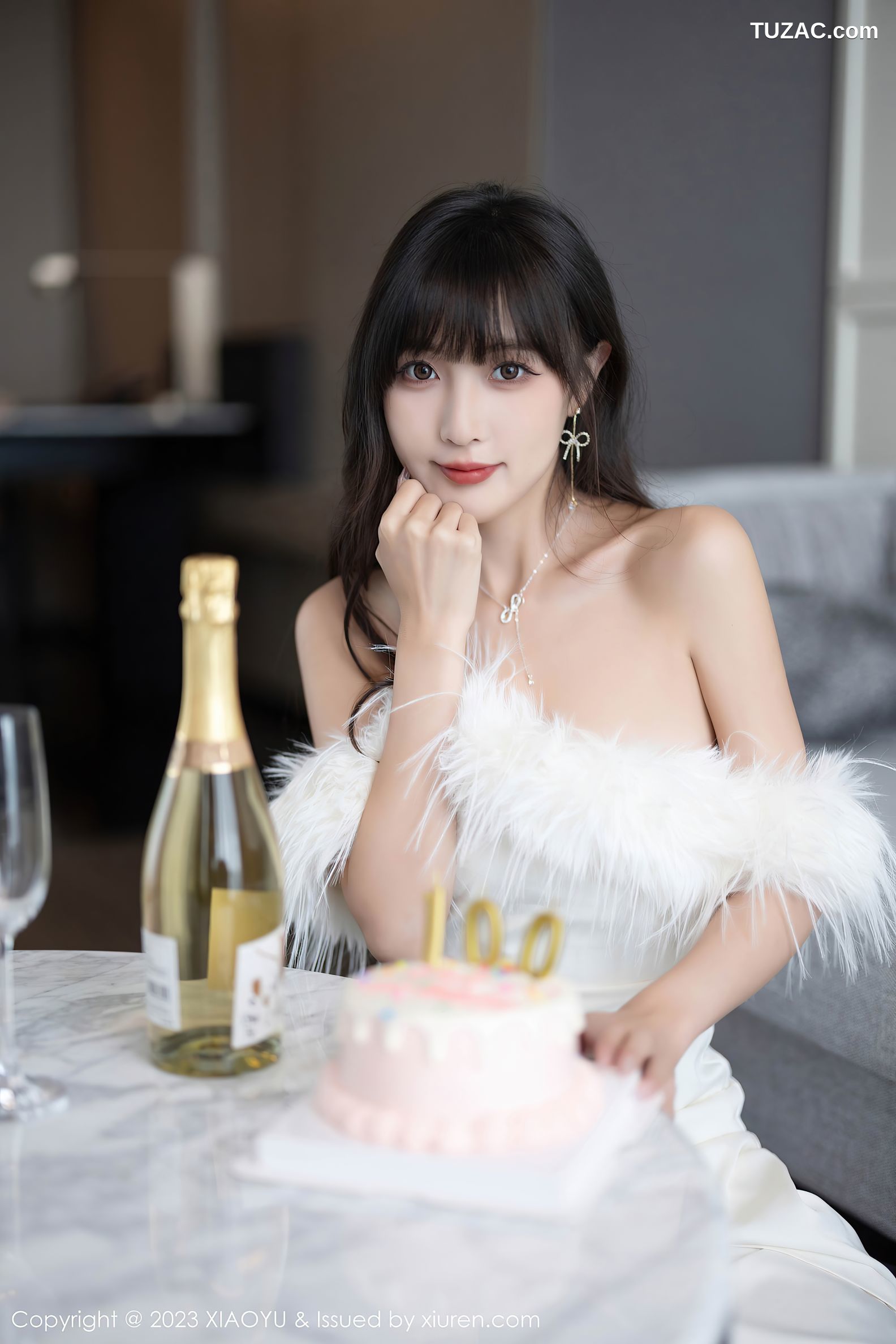 XiaoYu语画界-1120-林星阑-白色低胸礼服长裙-白色蕾丝情趣内衣-2023.09.27