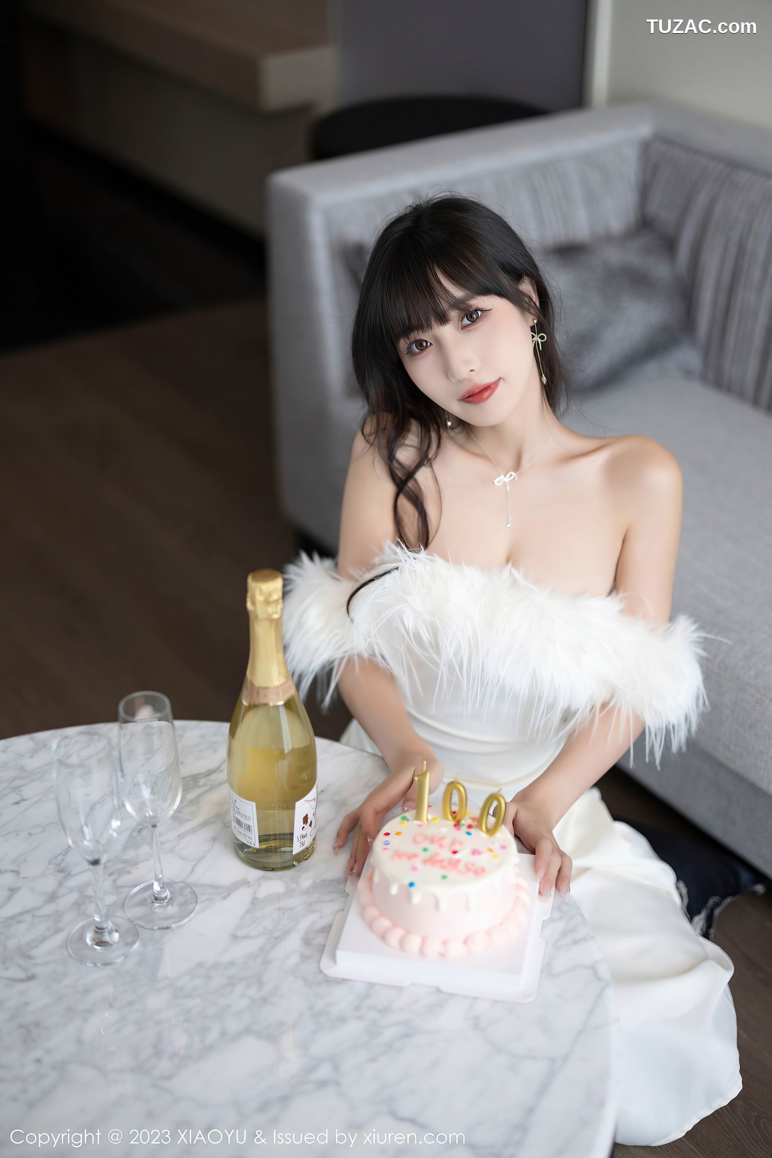 XiaoYu语画界-1120-林星阑-白色低胸礼服长裙-白色蕾丝情趣内衣-2023.09.27