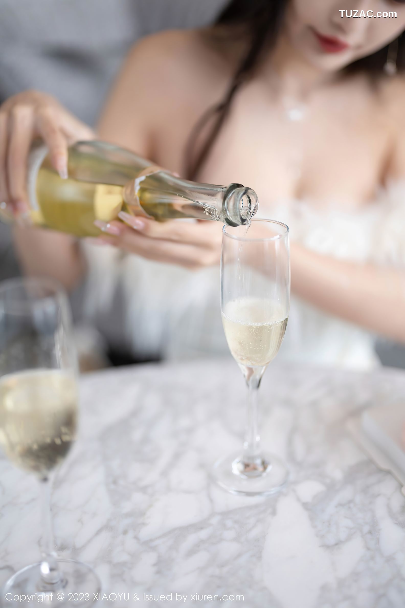 XiaoYu语画界-1120-林星阑-白色低胸礼服长裙-白色蕾丝情趣内衣-2023.09.27