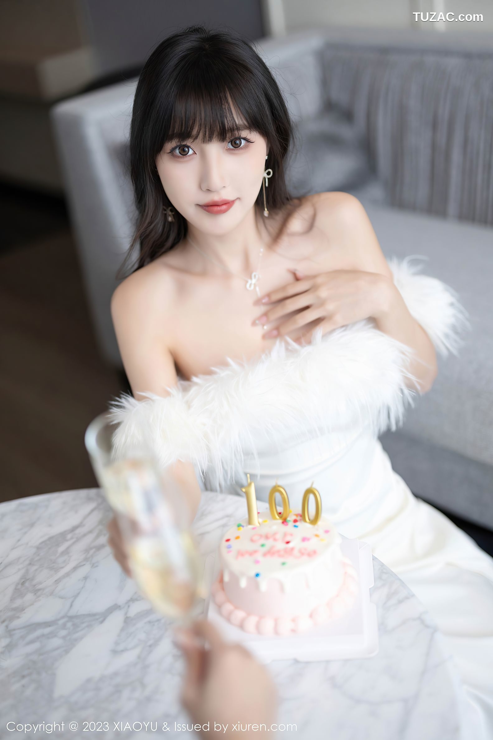 XiaoYu语画界-1120-林星阑-白色低胸礼服长裙-白色蕾丝情趣内衣-2023.09.27