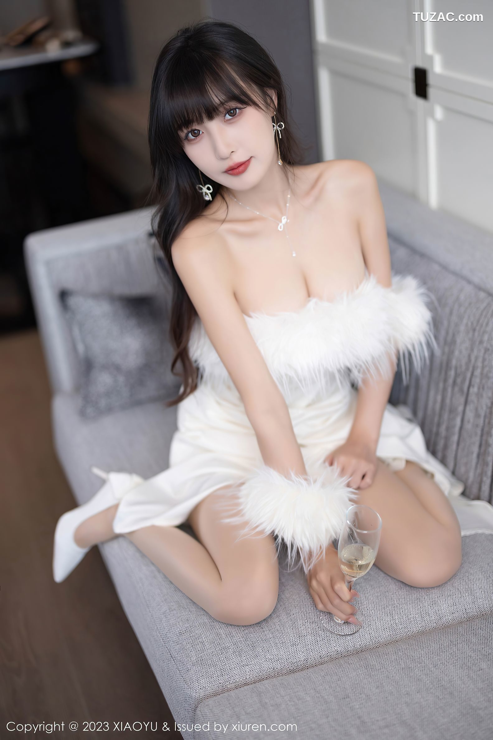 XiaoYu语画界-1120-林星阑-白色低胸礼服长裙-白色蕾丝情趣内衣-2023.09.27