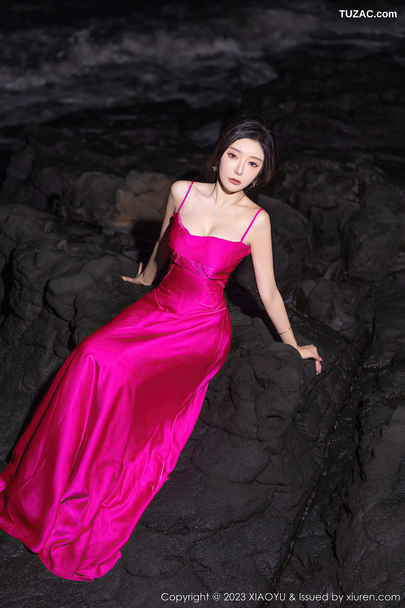 XiaoYu语画界-1174-王馨瑶yanni-红色吊带连衣长裙黑蕾丝透视情趣内衣-2023.12.28