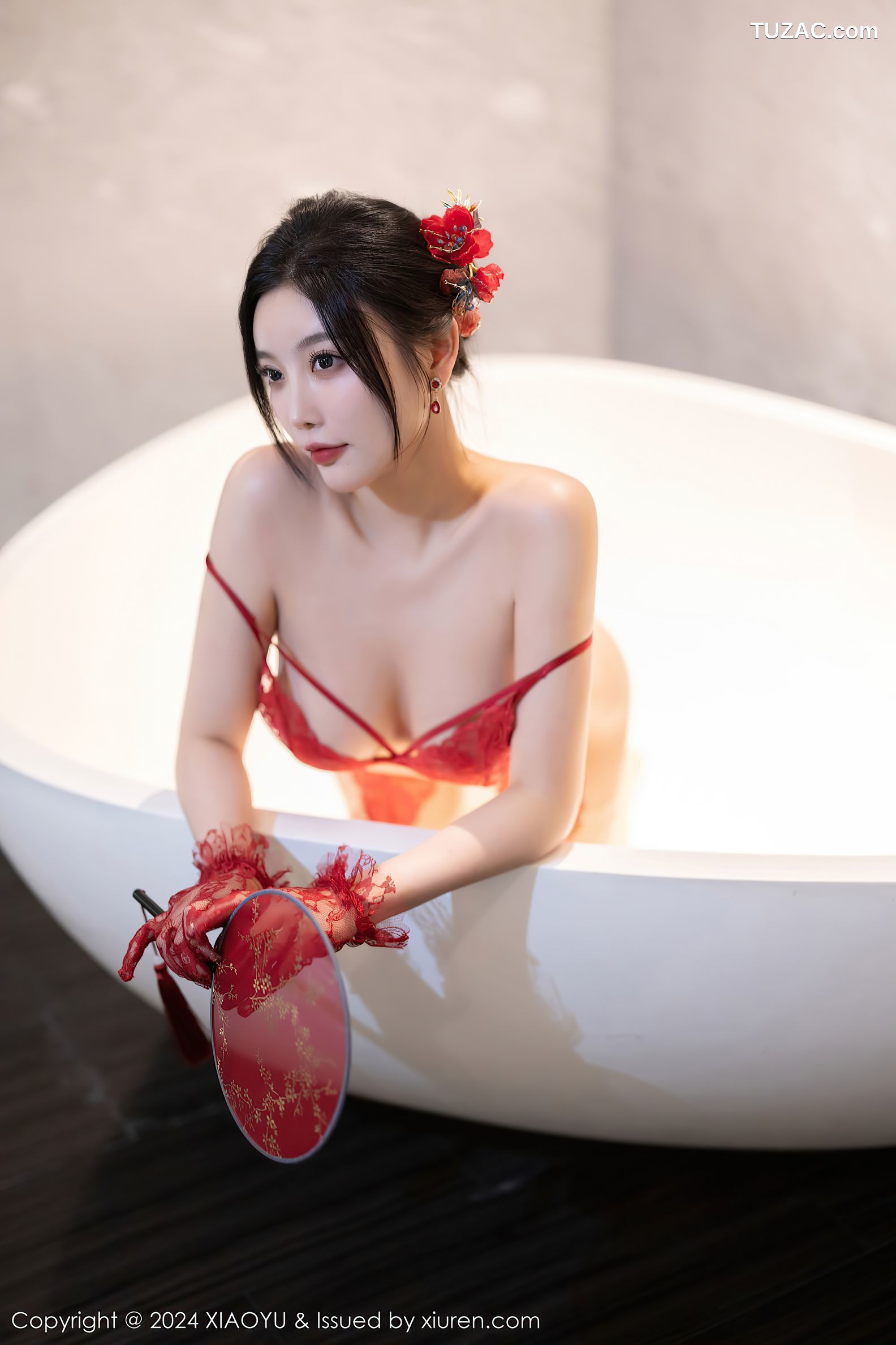 XiaoYu语画界-1184-杨晨晨Yome-海南旅拍-红纱古风服红蕾丝内衣-2024.01.12