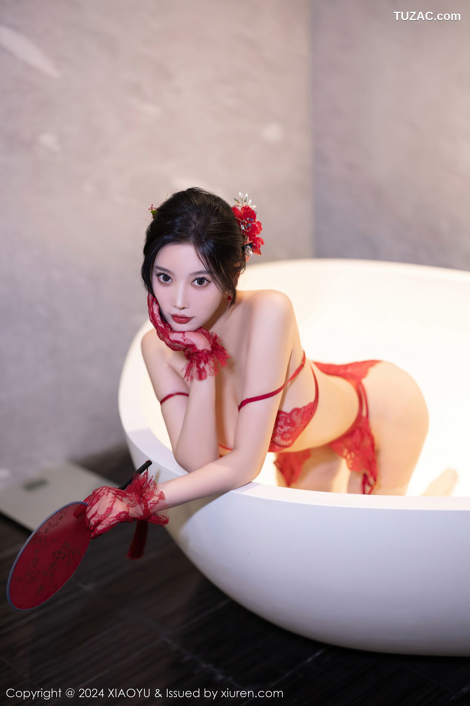 XiaoYu语画界-1184-杨晨晨Yome-海南旅拍-红纱古风服红蕾丝内衣-2024.01.12
