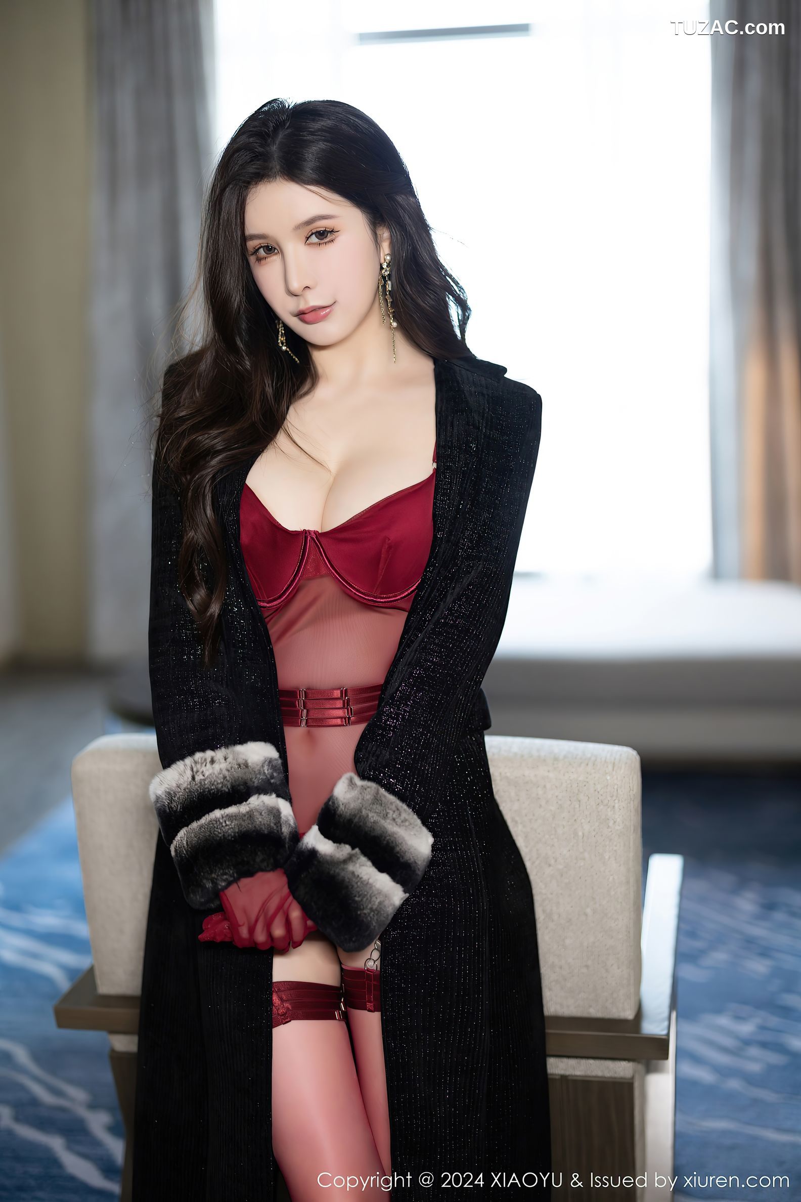 XiaoYu语画界-1210-李丽莎-黑色长大衣红色情趣内衣-2024.02.28