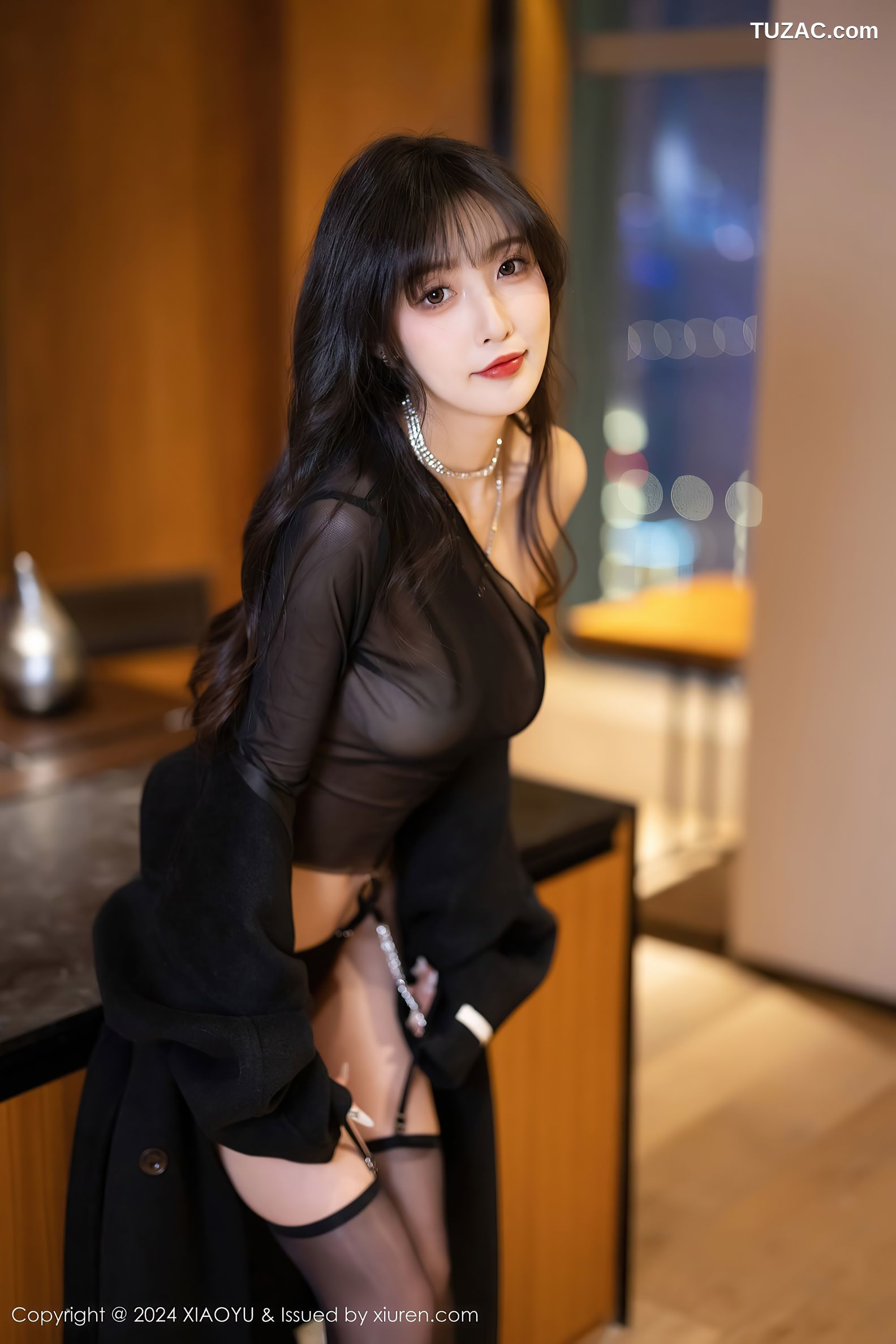 XiaoYu语画界-1215-林星阑-黑大衣红围巾雪地-室内黑纱透视内衣黑丝-2024.03.07