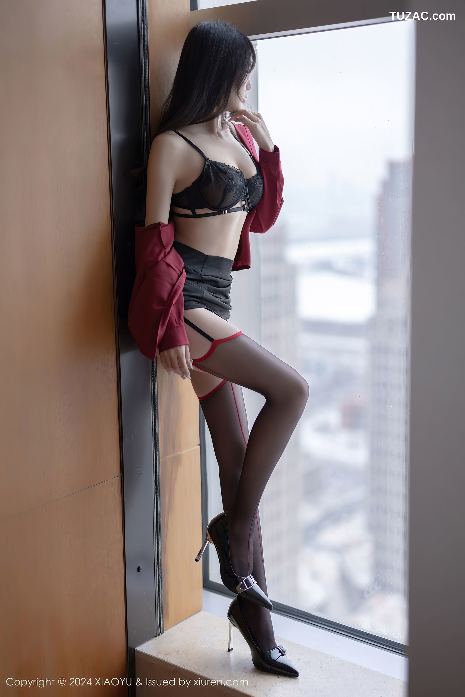 XiaoYu语画界-1222-林星阑-哈尔滨旅拍-红衬衫黑短裙黑丝-2024.03.21