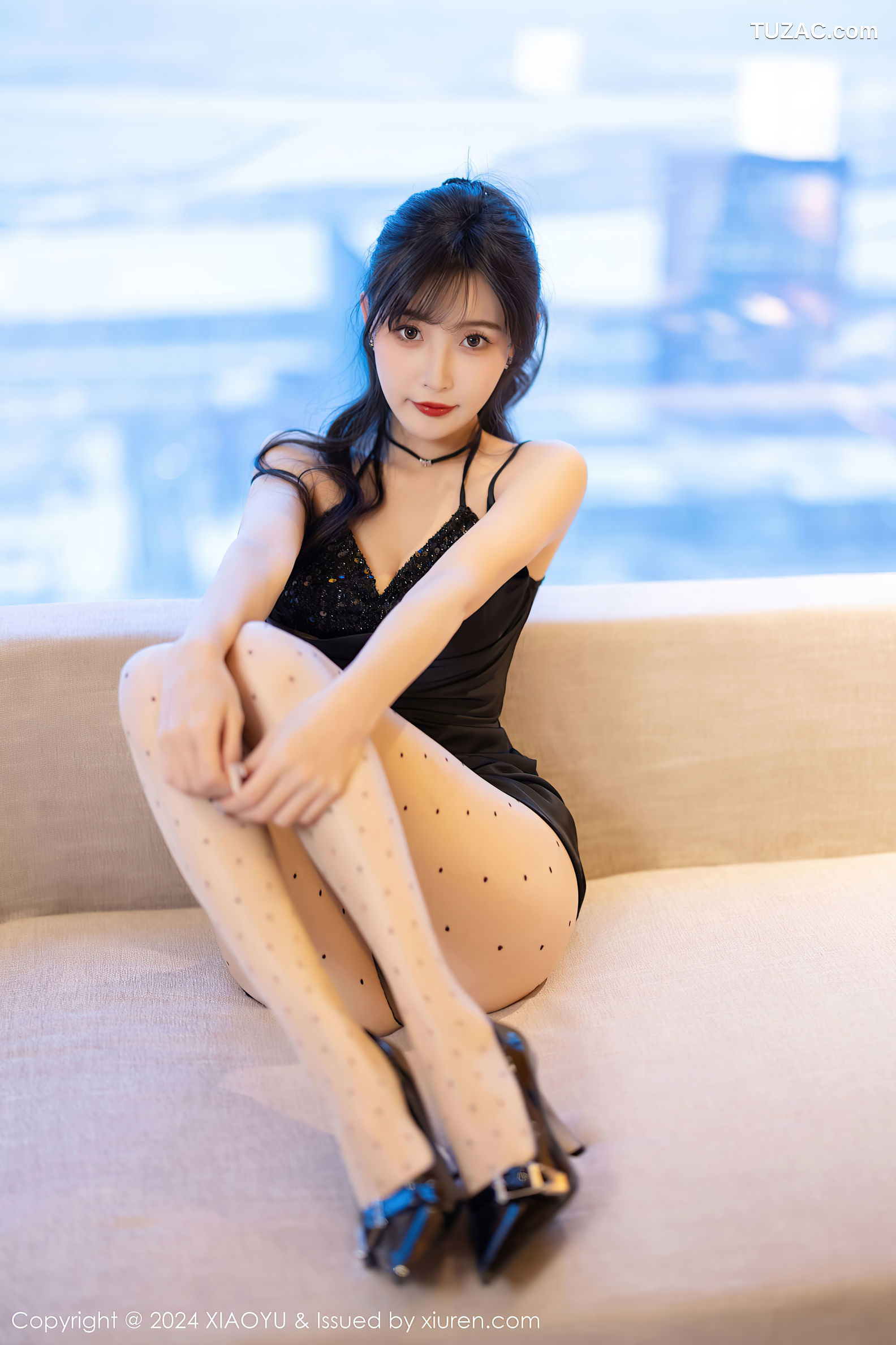 XiaoYu语画界-1232-林星阑-哈尔滨旅拍-黑色吊带连衣短裙黑网情趣内衣爆乳-2024.04.10
