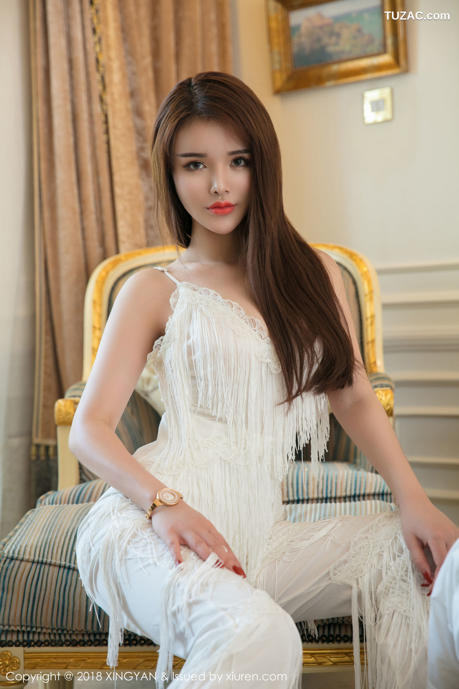 XingYan星颜社-037-陈宇曦-粉护士装橘色短吊带裙白裙