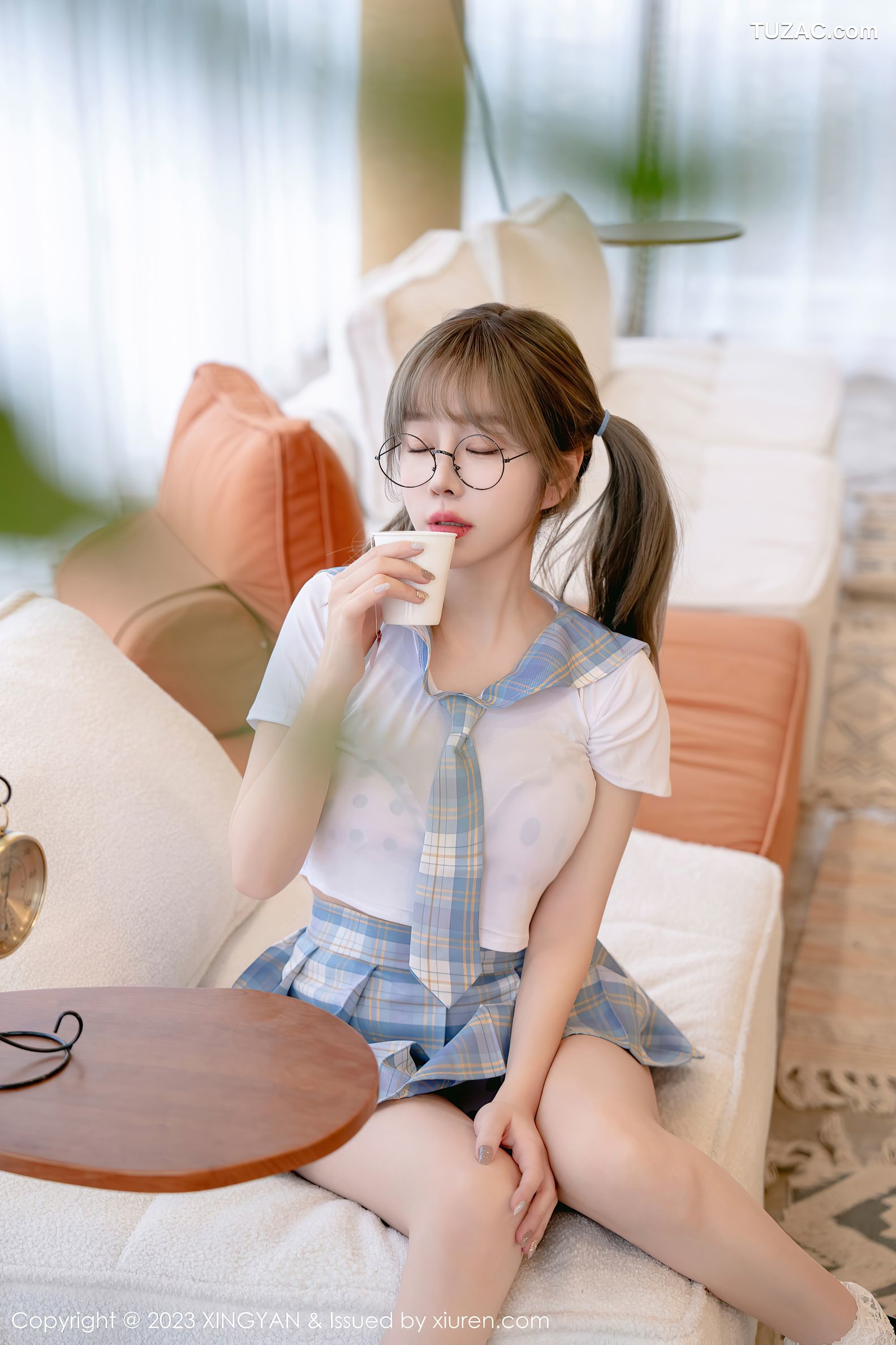 XingYan星颜社-180-王雨纯-蓝格短裙女学生