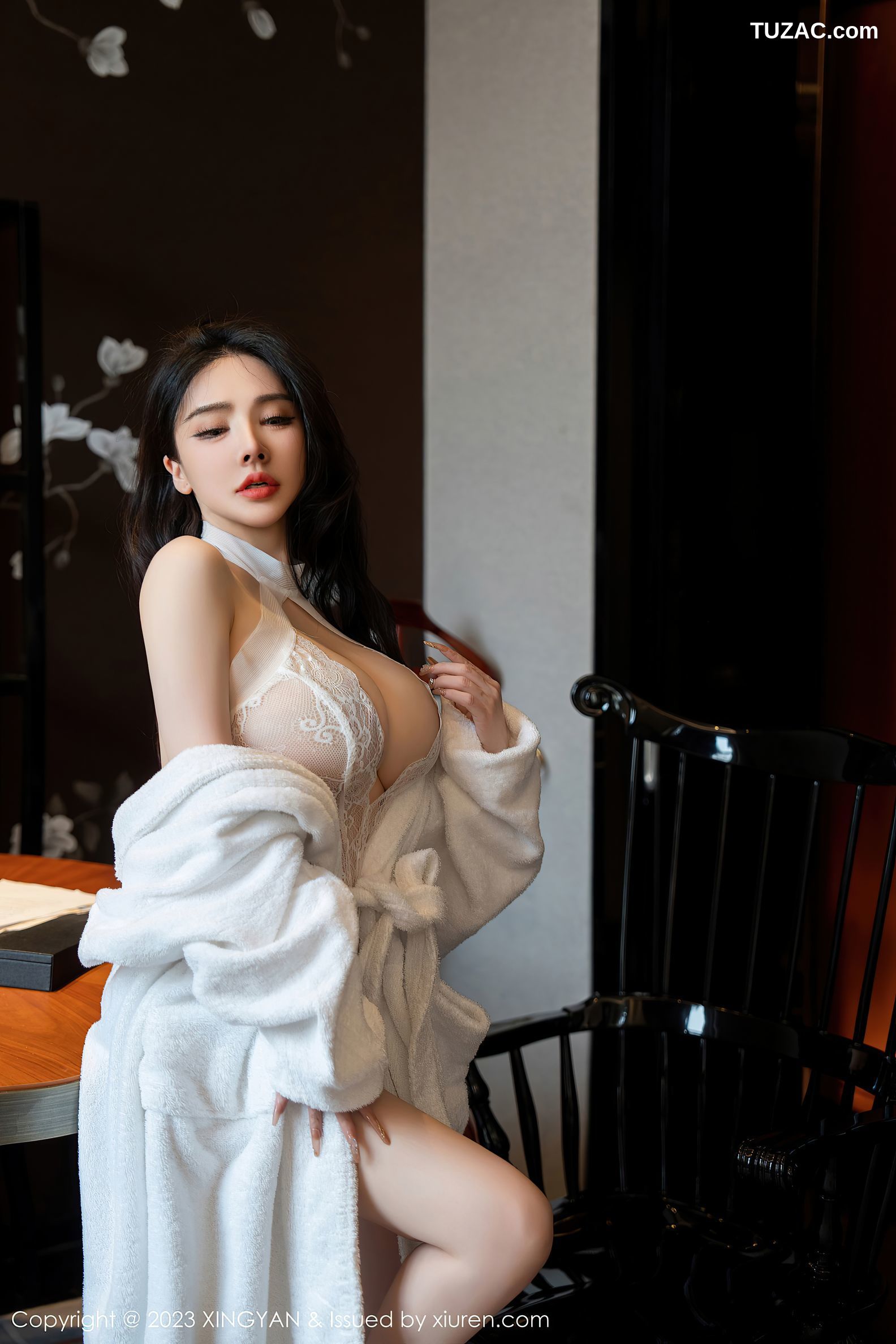 XingYan星颜社-220-潘娇娇-白色浴袍白纱轻透蕾丝情趣内衣-2023.12.04