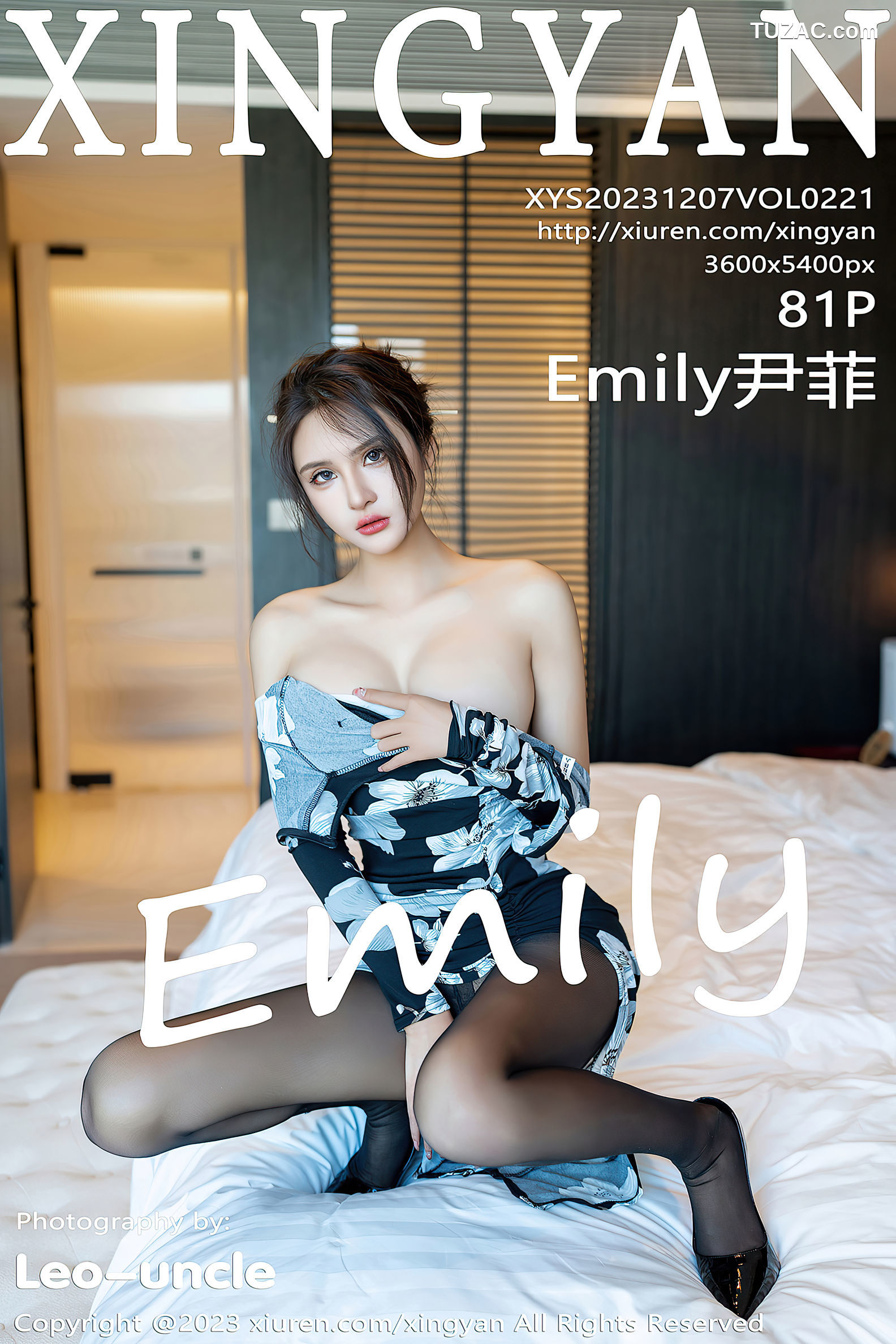 XingYan星颜社-221-Emily尹菲-黑色印花旗袍黑丝-2023.12.07