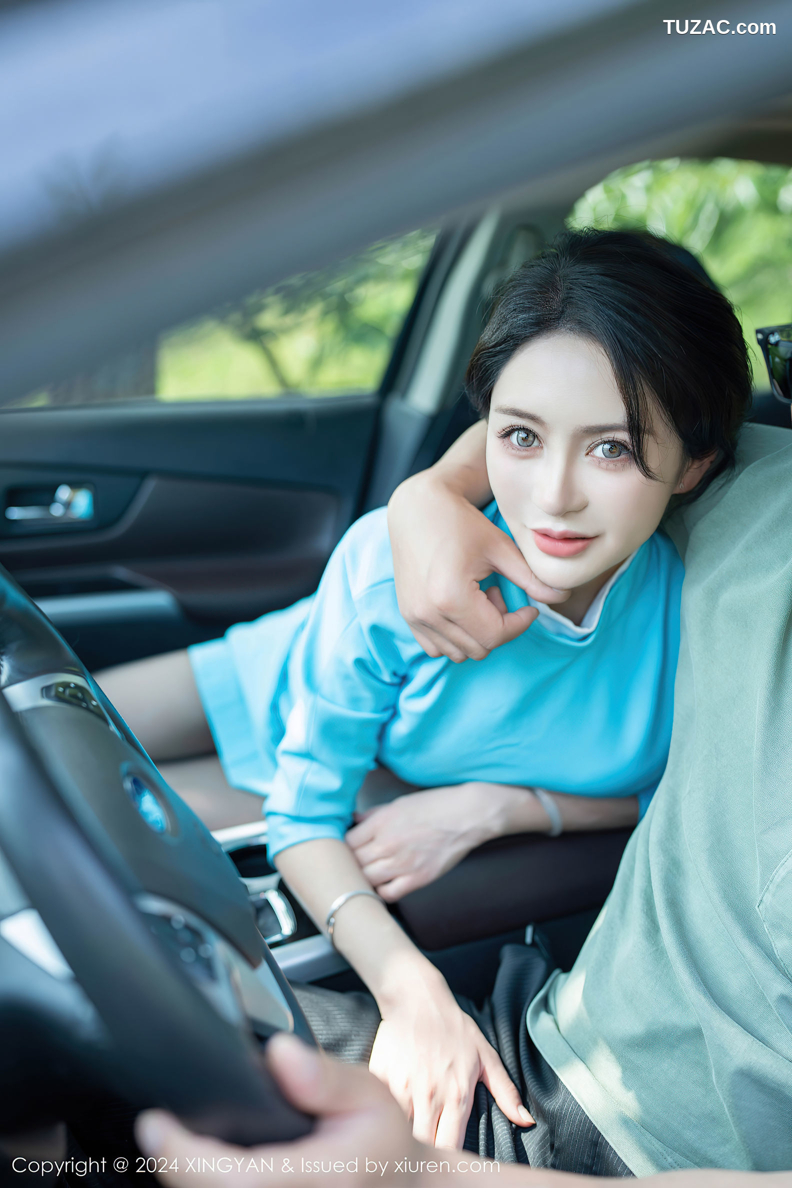 XingYan星颜社-244-林幼一车震场景湖蓝连衣短裙黑色情趣内衣-2024.06.19