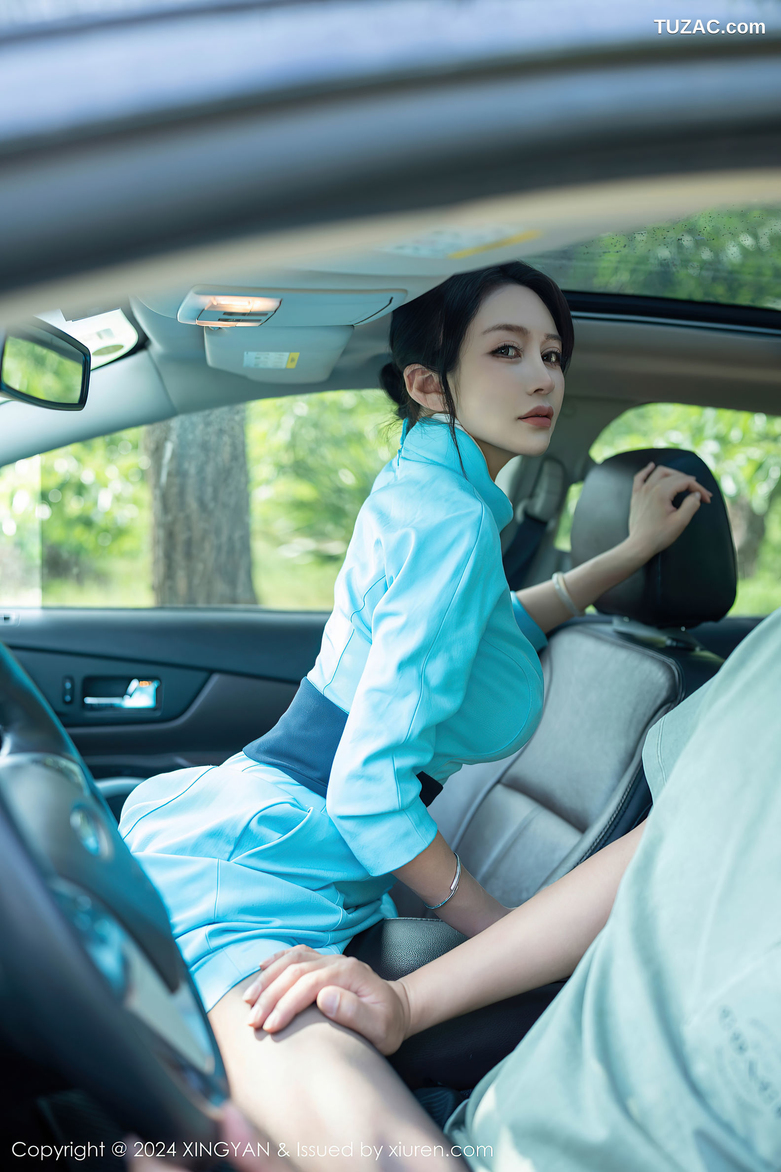 XingYan星颜社-244-林幼一车震场景湖蓝连衣短裙黑色情趣内衣-2024.06.19