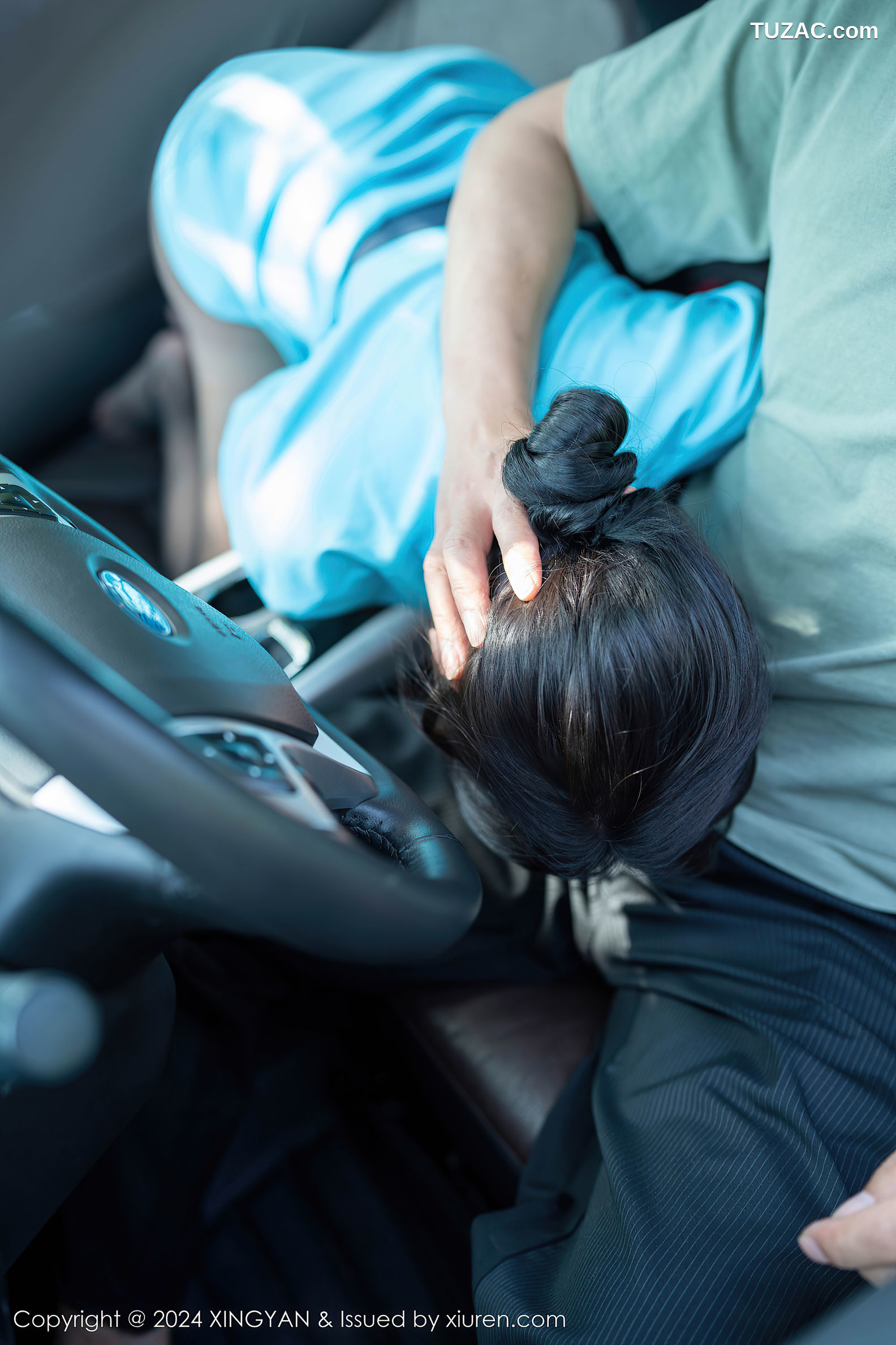 XingYan星颜社-244-林幼一车震场景湖蓝连衣短裙黑色情趣内衣-2024.06.19