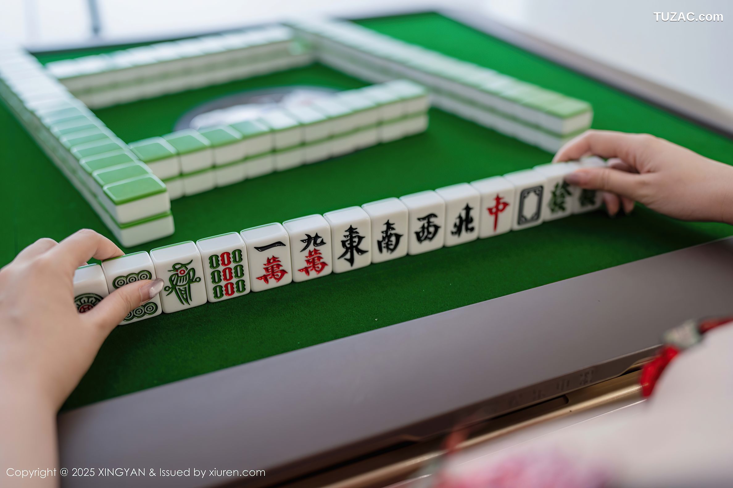 XingYan星颜社-308-袁圆-麻将桌主题黑色绑带情趣内衣红丝袜爆乳-2025.02.13