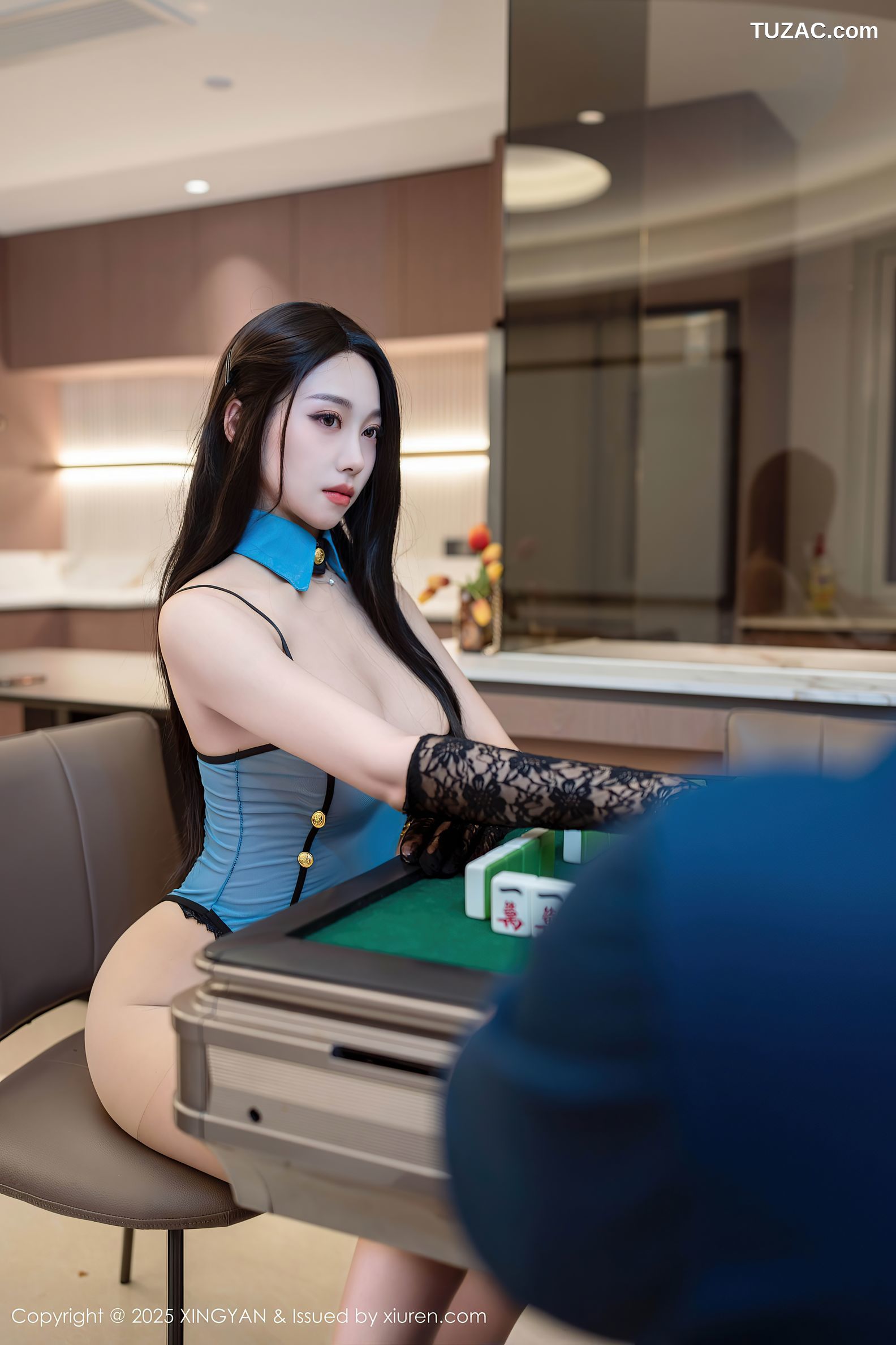 XingYan星颜社-344-清妙-蓝色情趣内衣麻将桌爆乳-2025.05.09