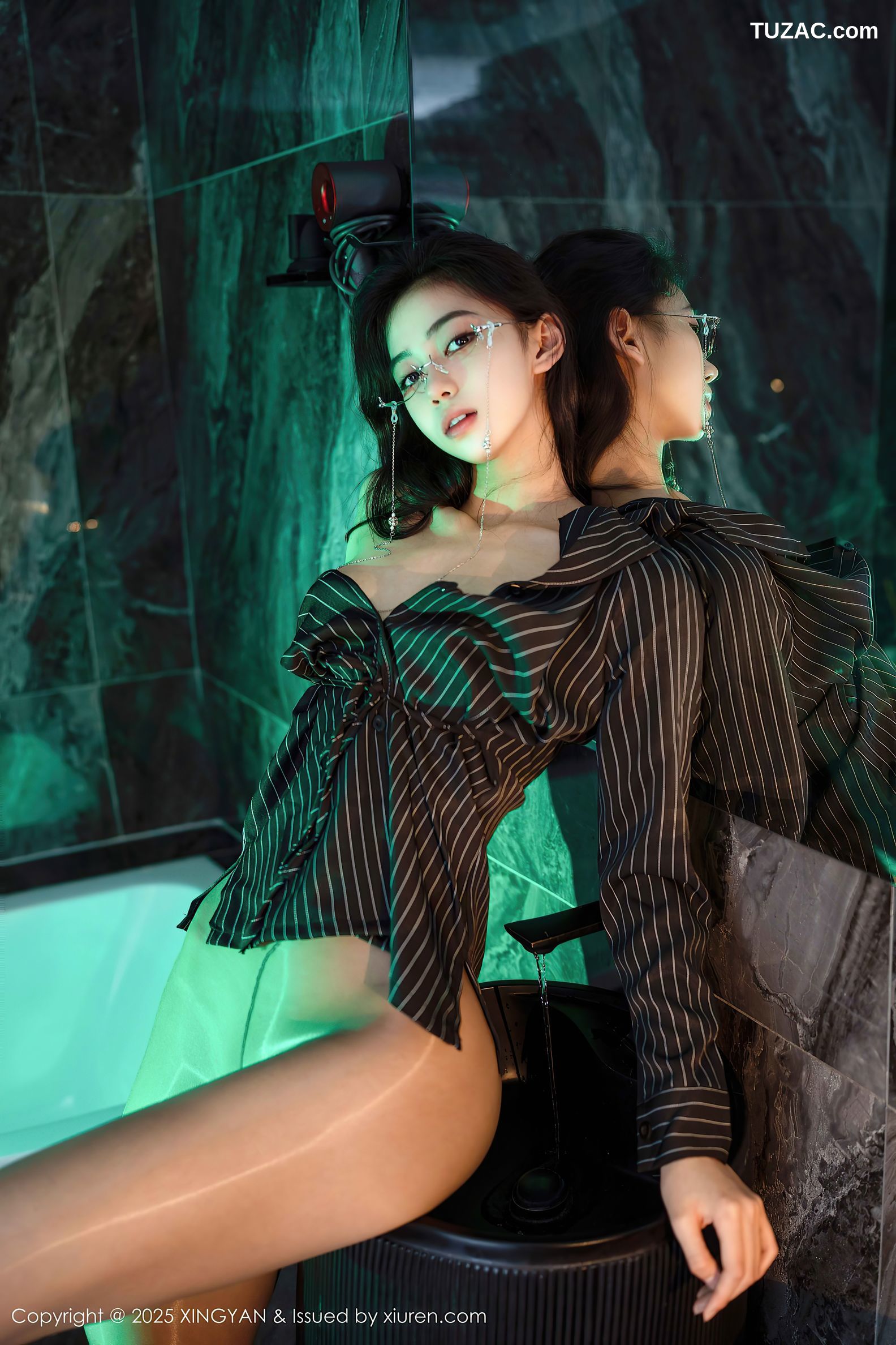 XingYan星颜社-356-时安安-黑色条纹衬衫真空肉丝-2025.06.11