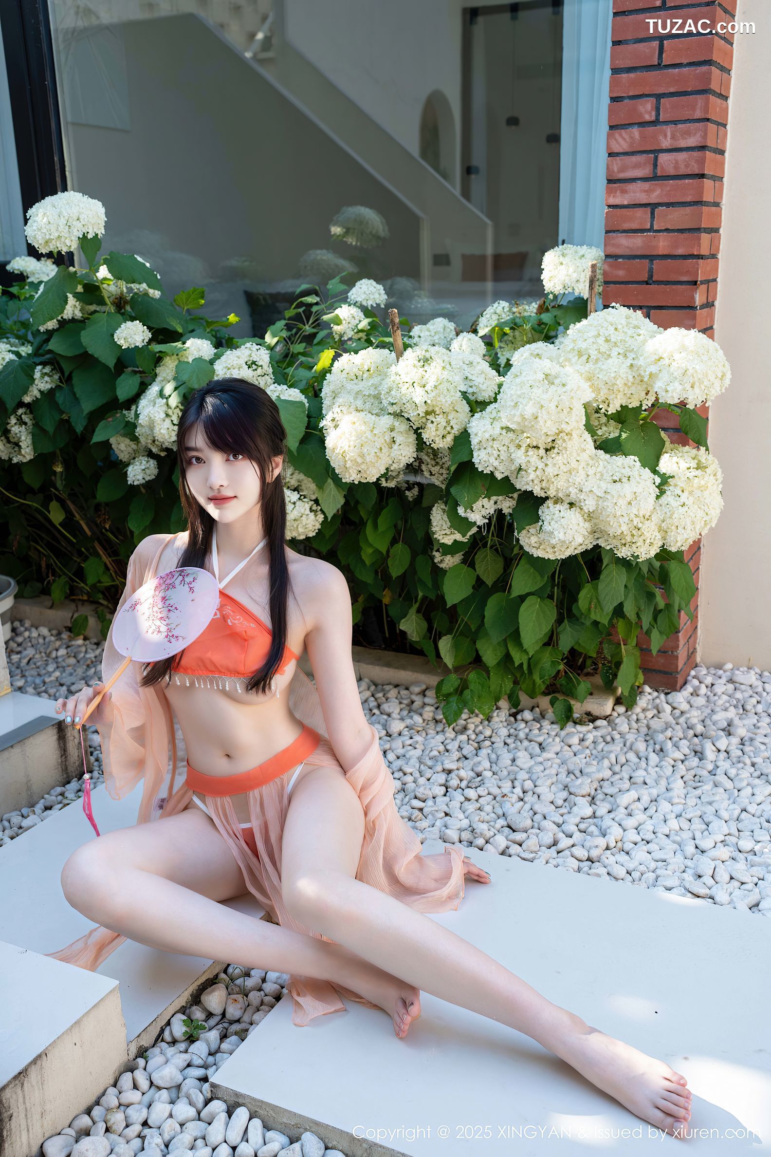 XingYan星颜社-369-白露lulu-古风淡粉纱裙桔色肚兜-2025.07.15