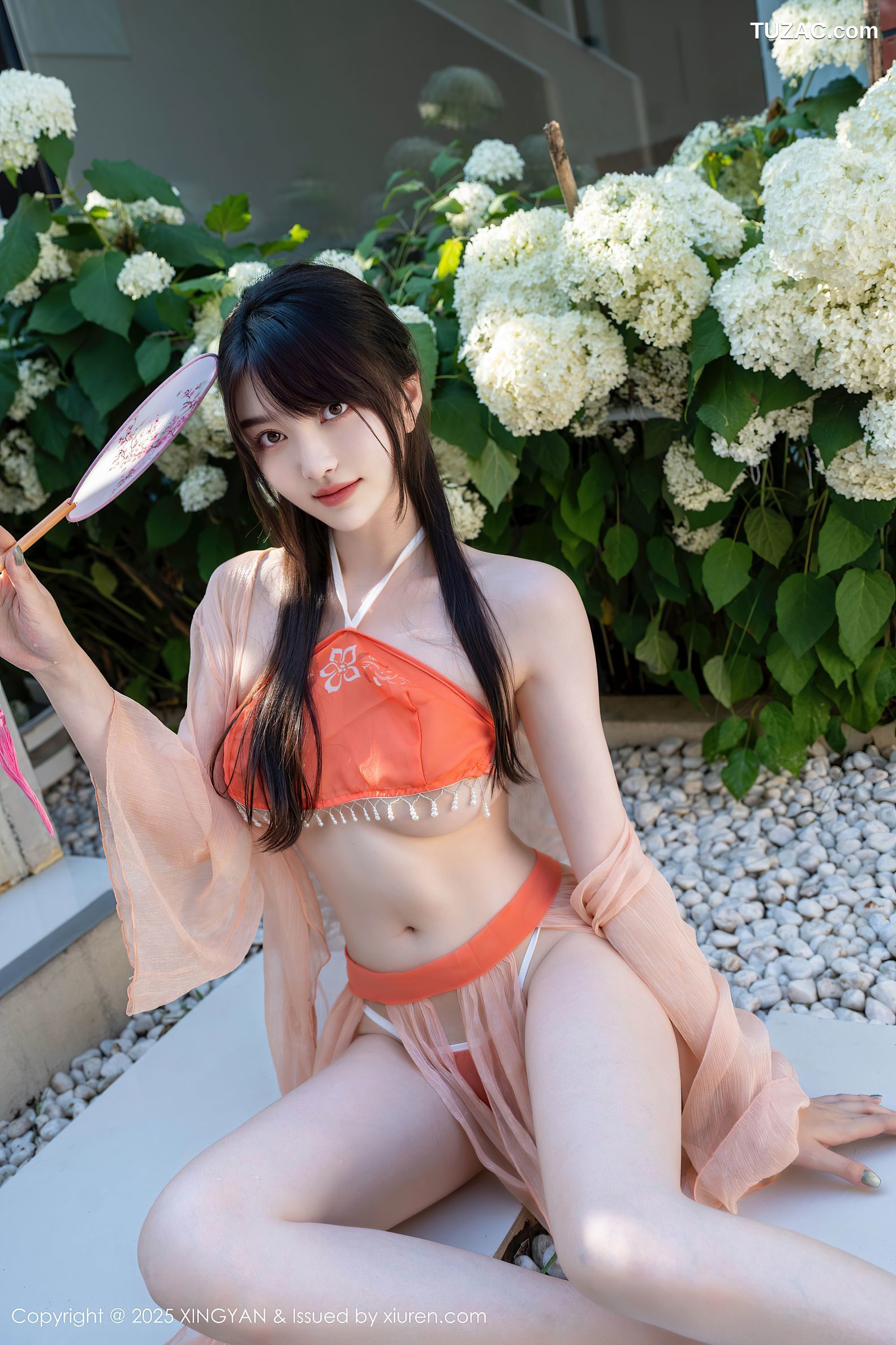 XingYan星颜社-369-白露lulu-古风淡粉纱裙桔色肚兜-2025.07.15