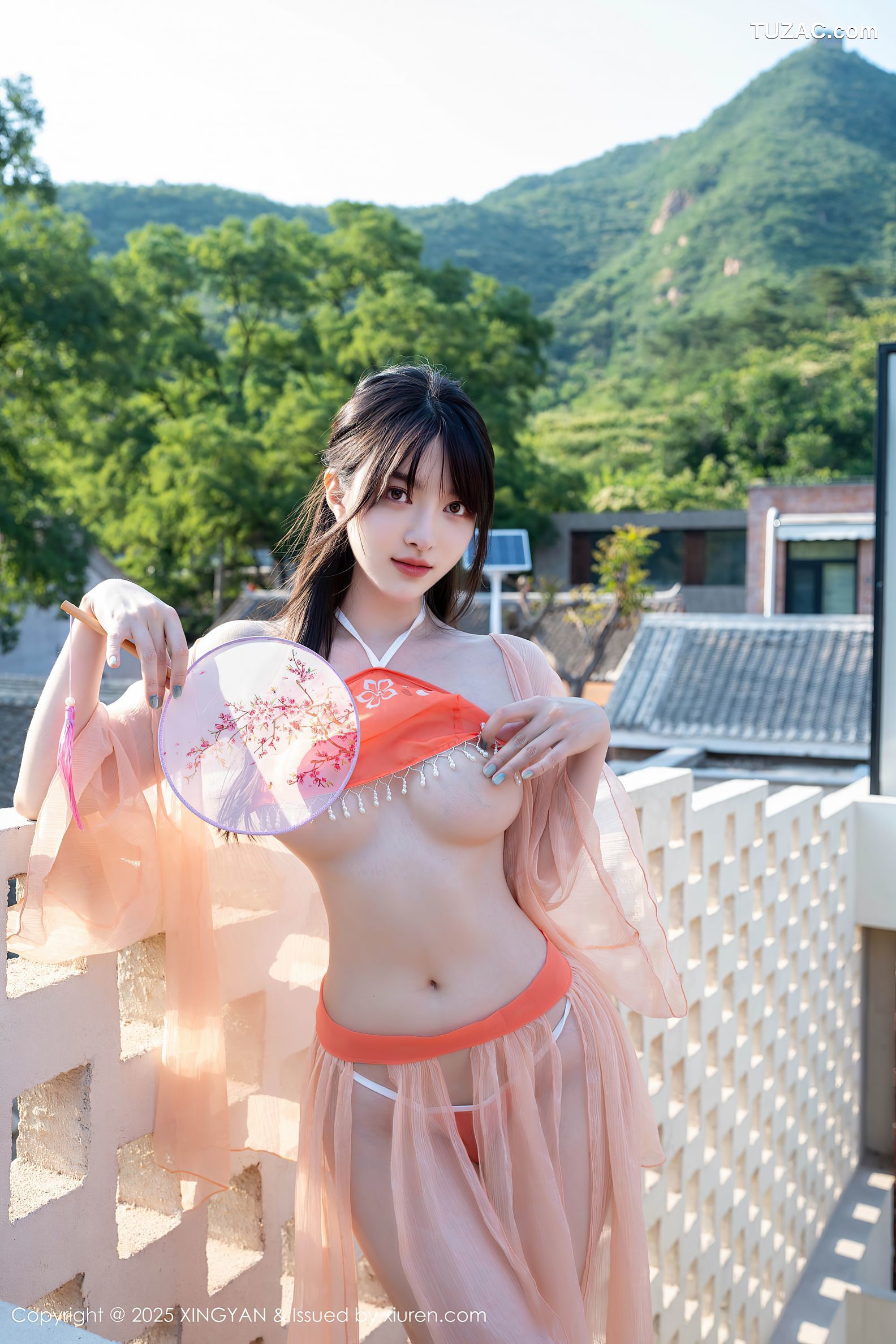 XingYan星颜社-369-白露lulu-古风淡粉纱裙桔色肚兜-2025.07.15