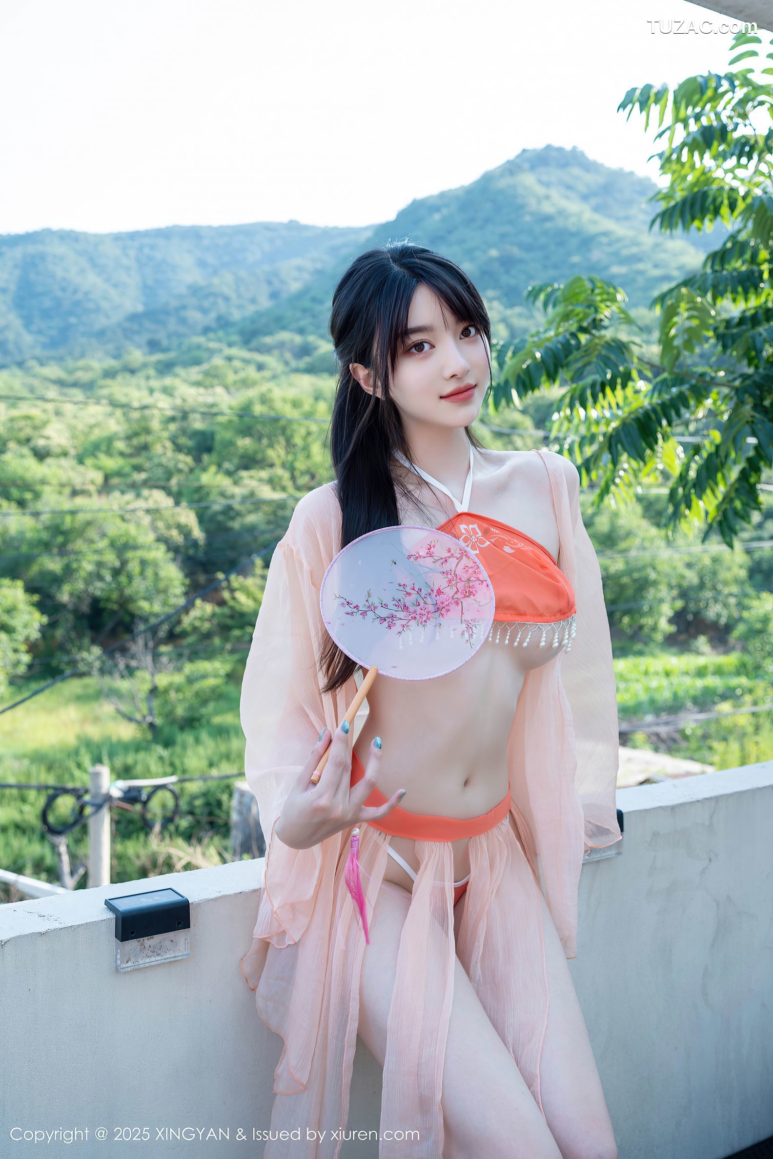 XingYan星颜社-369-白露lulu-古风淡粉纱裙桔色肚兜-2025.07.15