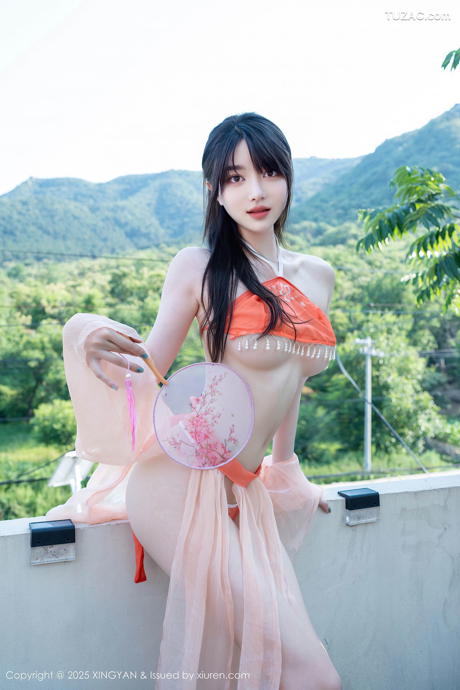 XingYan星颜社-369-白露lulu-古风淡粉纱裙桔色肚兜-2025.07.15