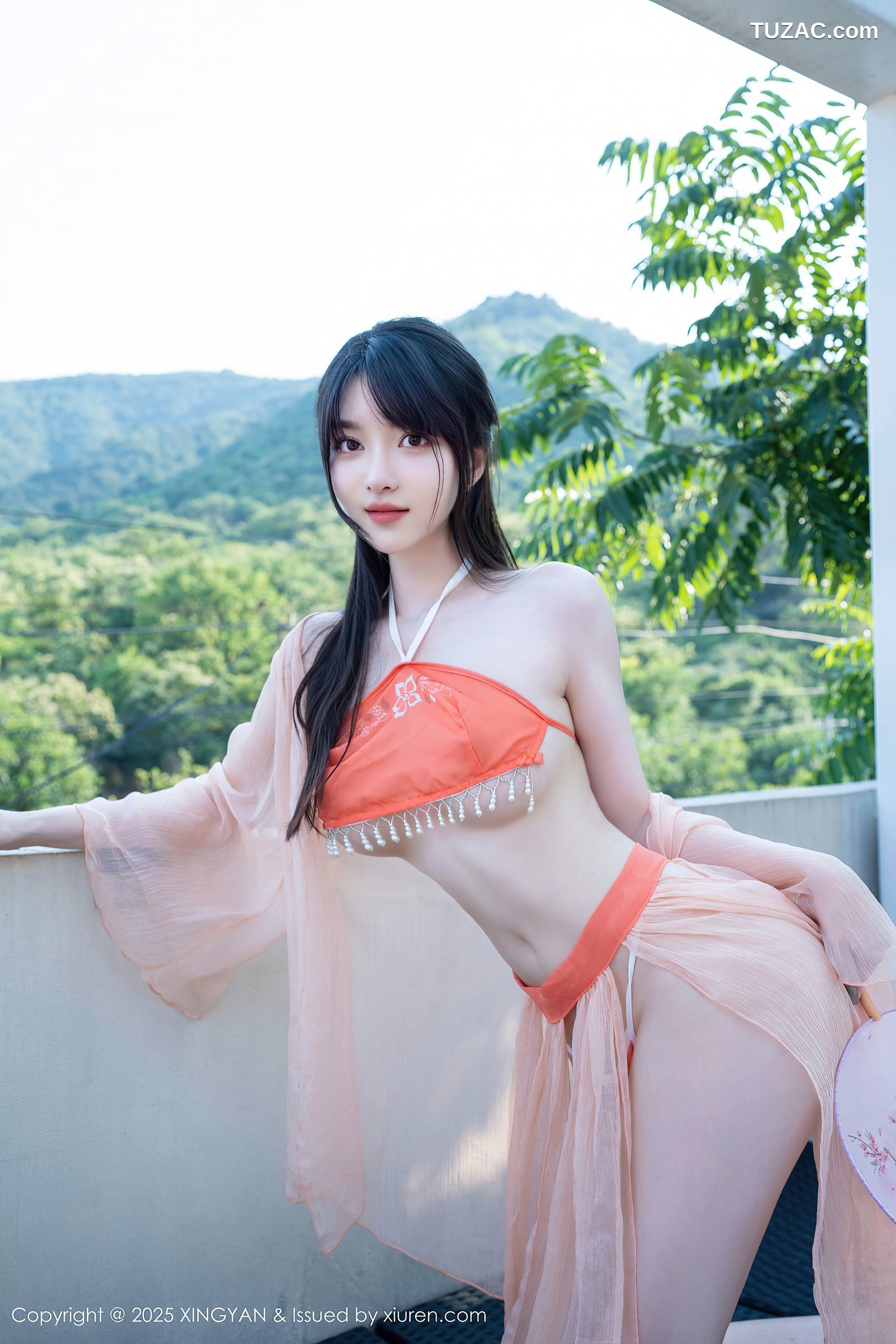 XingYan星颜社-369-白露lulu-古风淡粉纱裙桔色肚兜-2025.07.15