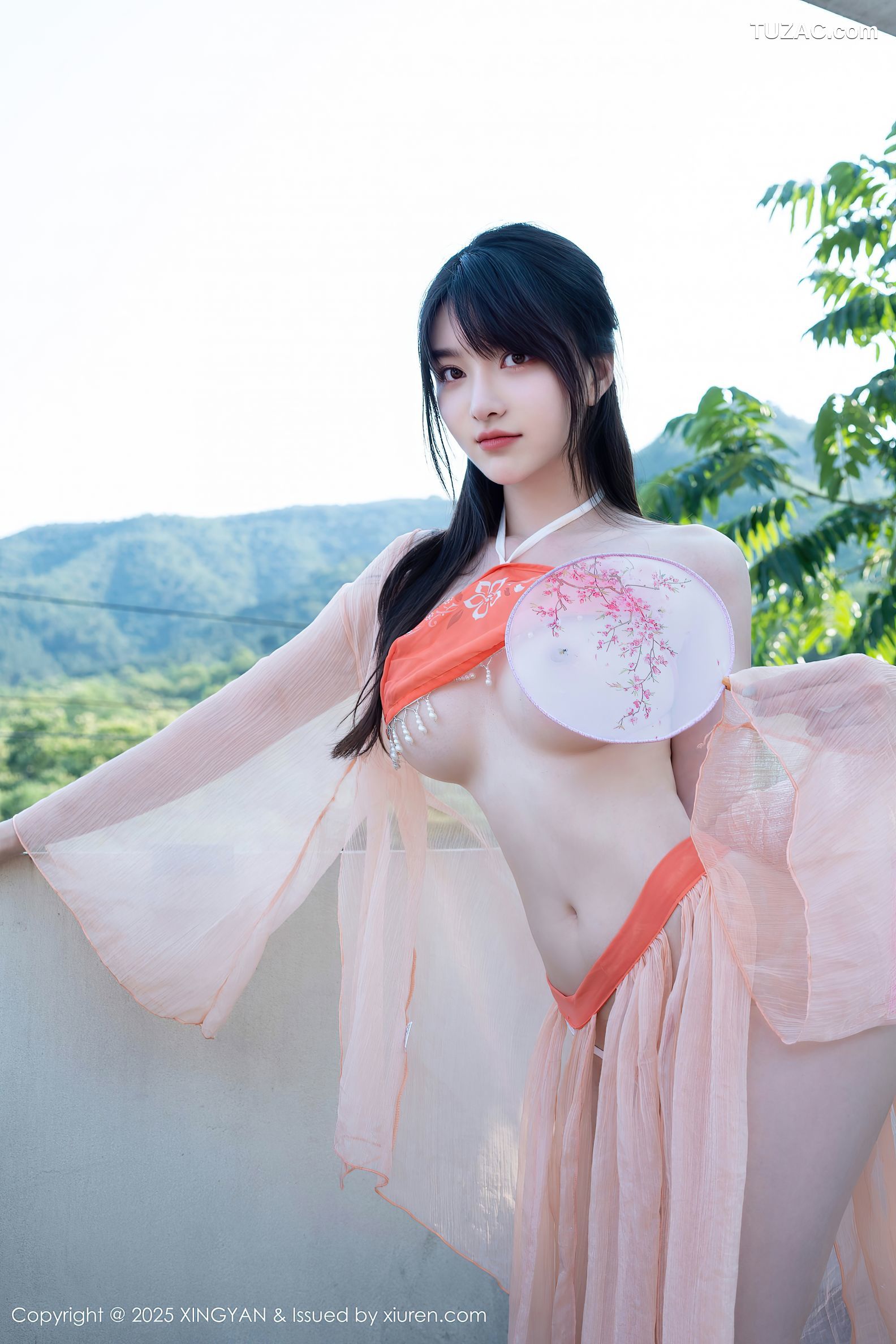 XingYan星颜社-369-白露lulu-古风淡粉纱裙桔色肚兜-2025.07.15