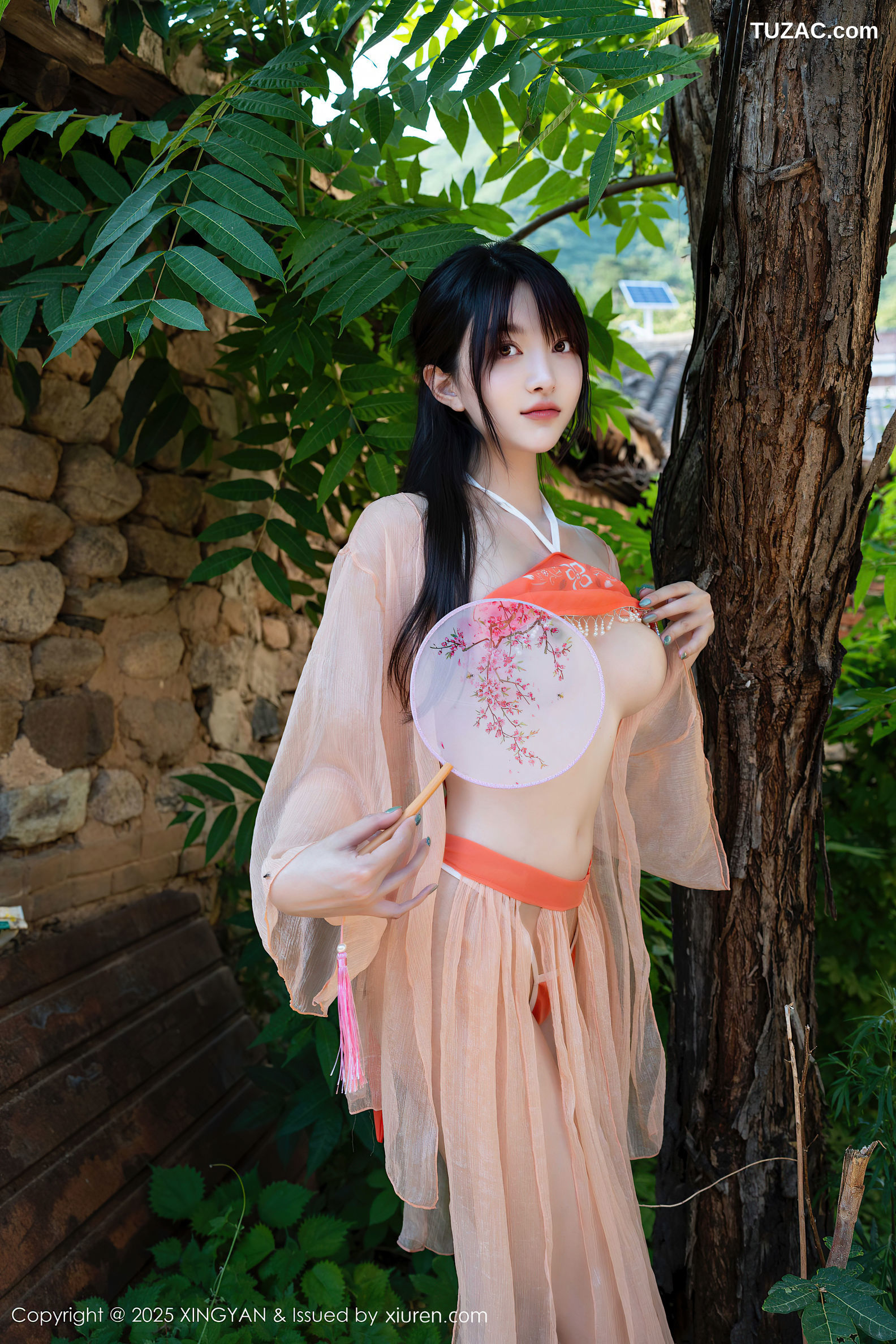 XingYan星颜社-369-白露lulu-古风淡粉纱裙桔色肚兜-2025.07.15