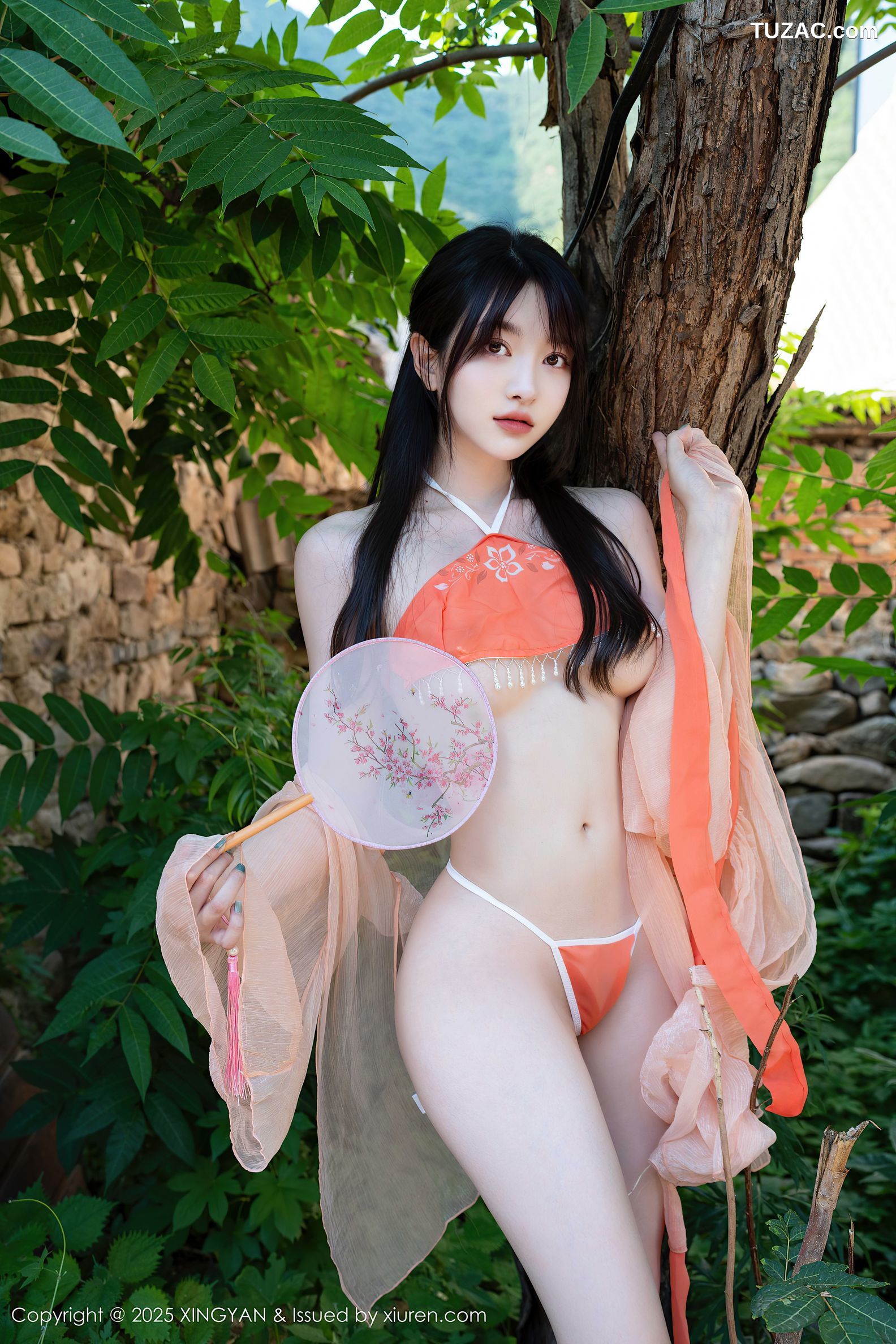 XingYan星颜社-369-白露lulu-古风淡粉纱裙桔色肚兜-2025.07.15