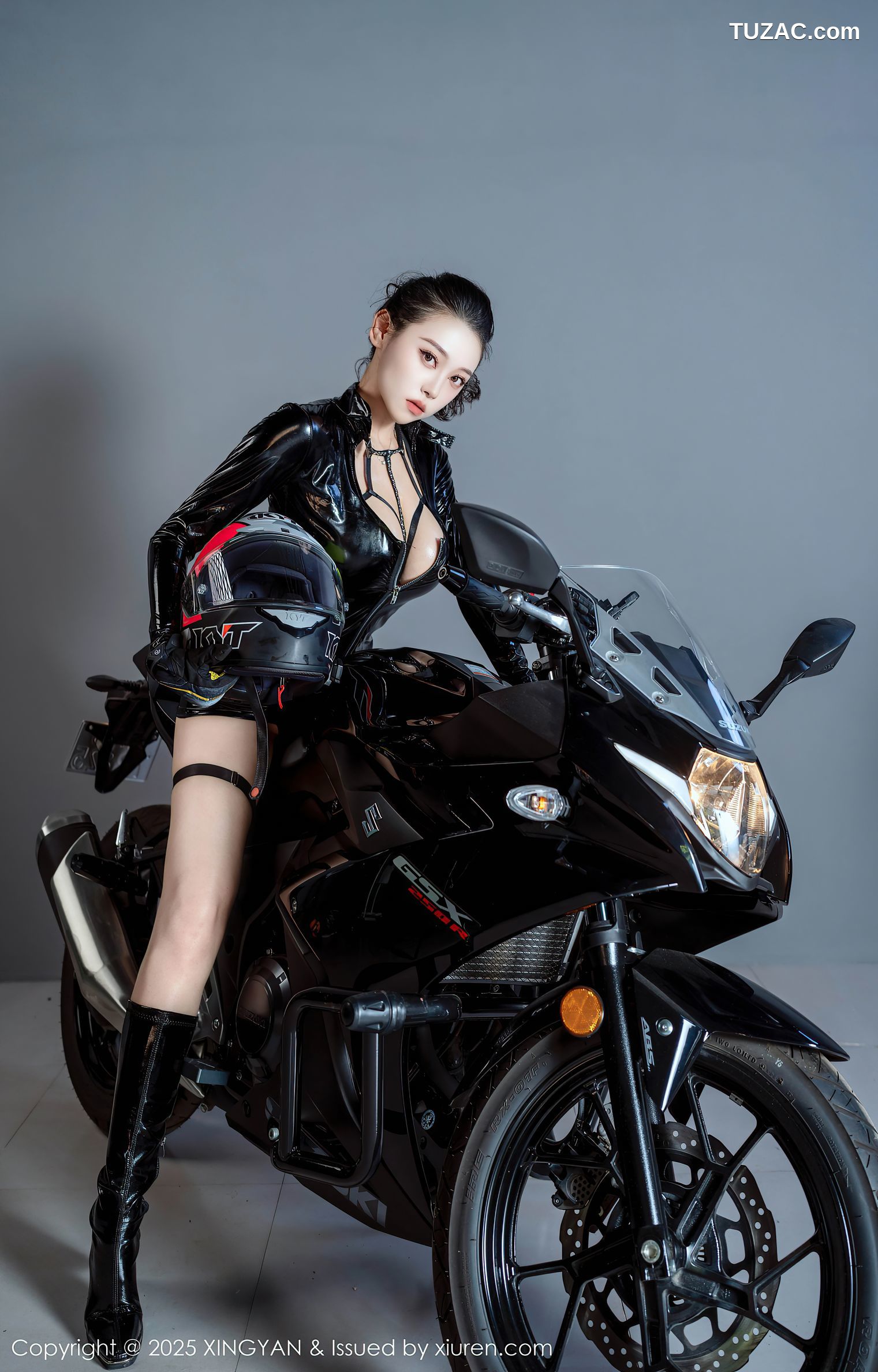 XingYan星颜社-378-清妙-机车女模黑皮衣黑色情趣绑带内衣-2025.08.01