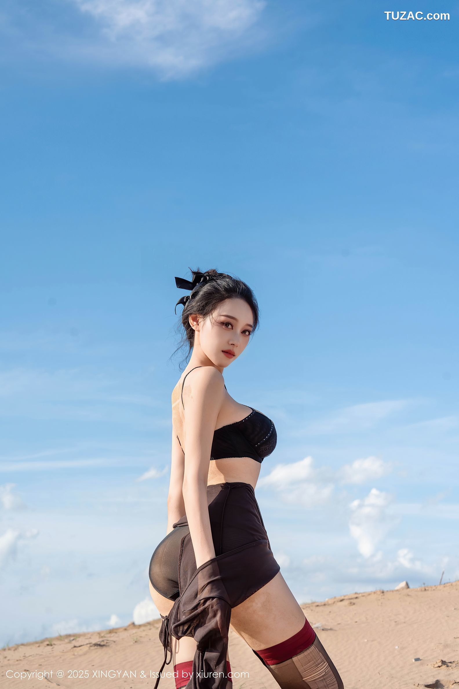 XingYan星颜社-387-清妙-沙漠轻透黑纱黑色内衣黑丝-2025.08.21