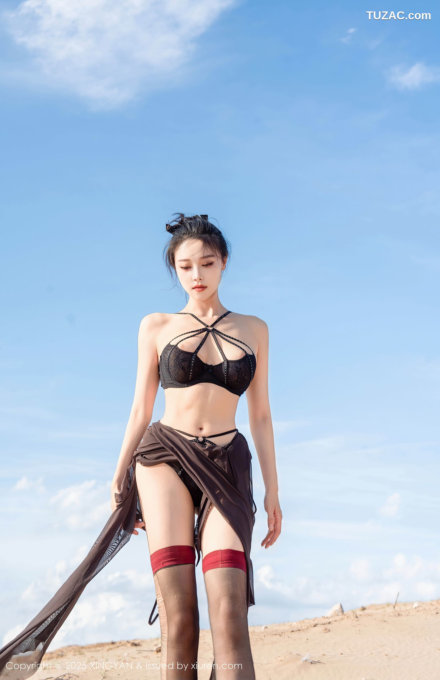 XingYan星颜社-387-清妙-沙漠轻透黑纱黑色内衣黑丝-2025.08.21