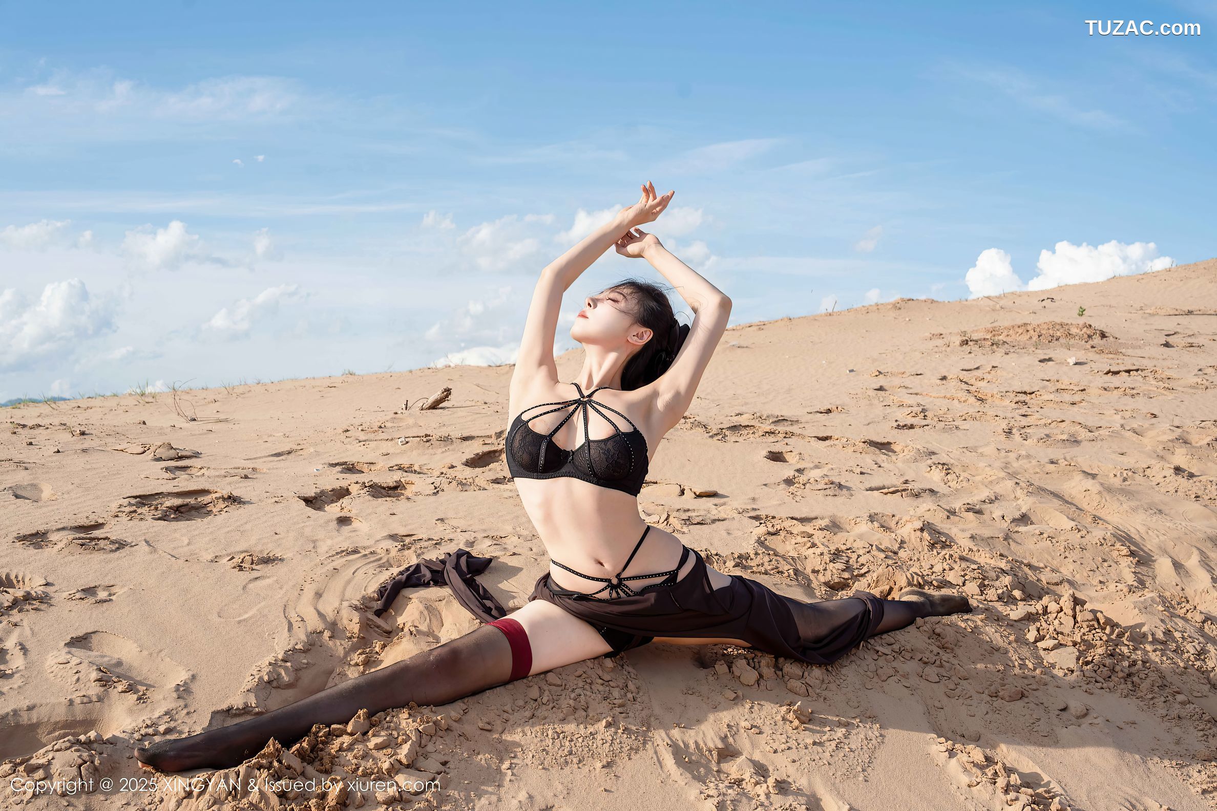 XingYan星颜社-387-清妙-沙漠轻透黑纱黑色内衣黑丝-2025.08.21