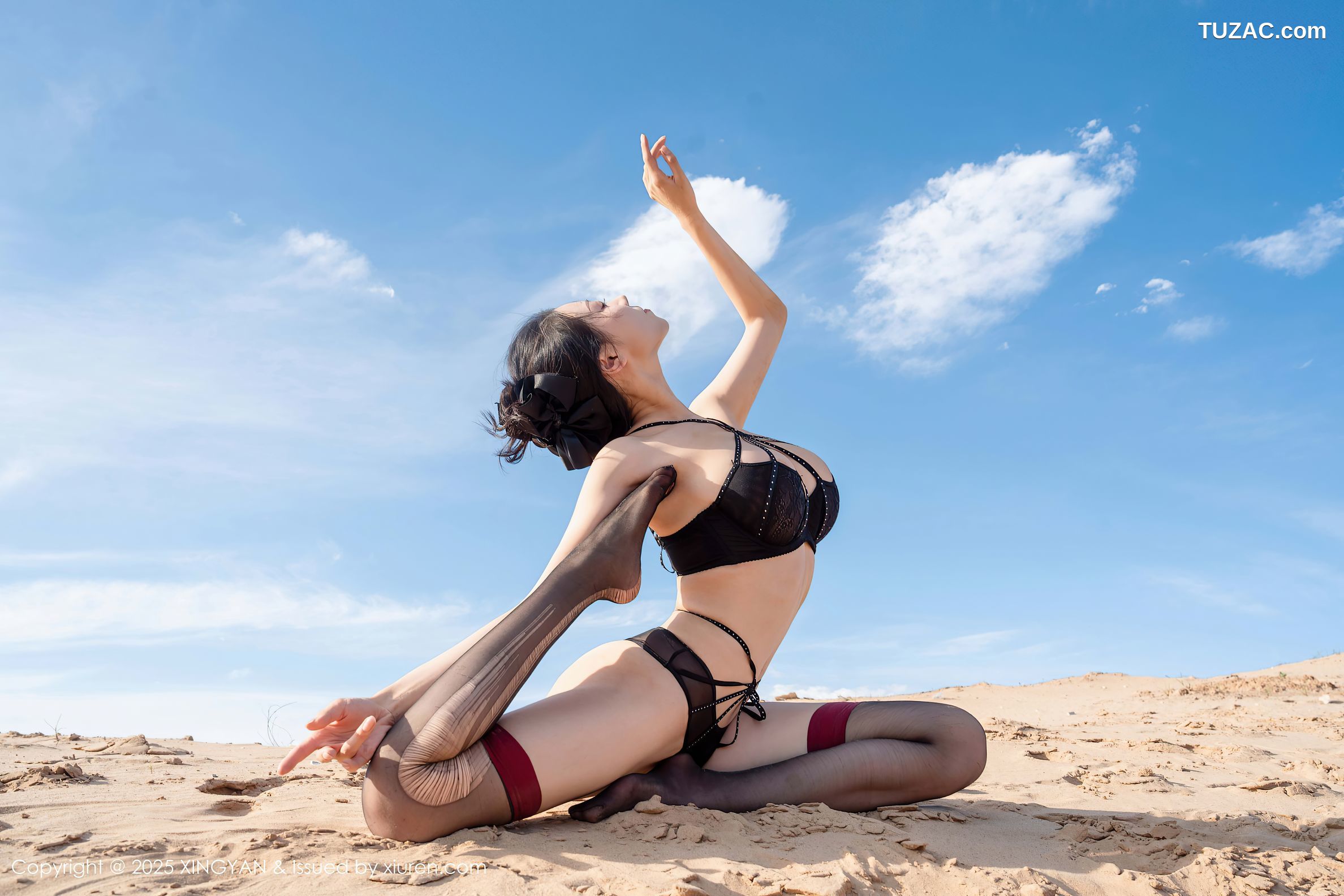 XingYan星颜社-387-清妙-沙漠轻透黑纱黑色内衣黑丝-2025.08.21