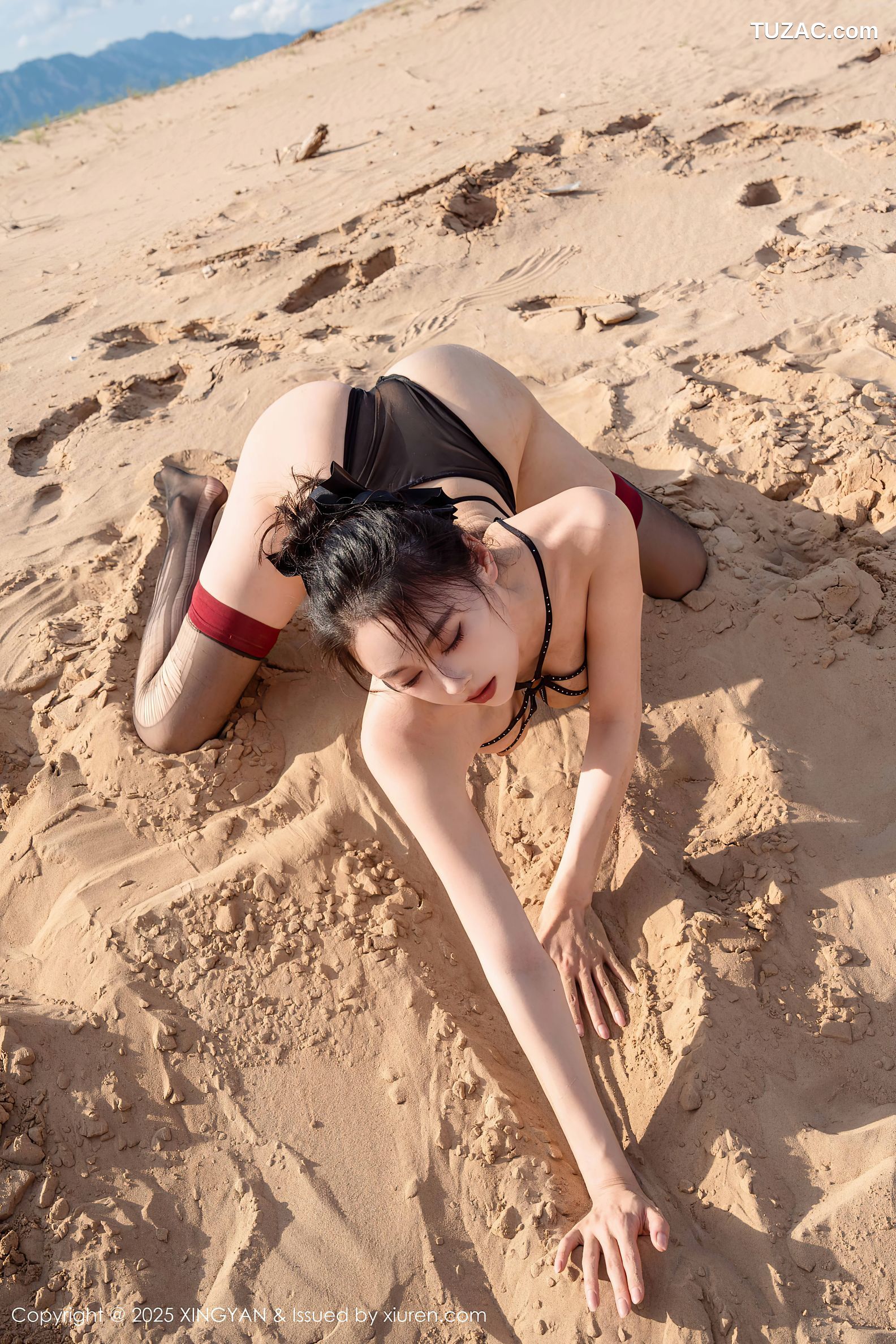 XingYan星颜社-387-清妙-沙漠轻透黑纱黑色内衣黑丝-2025.08.21