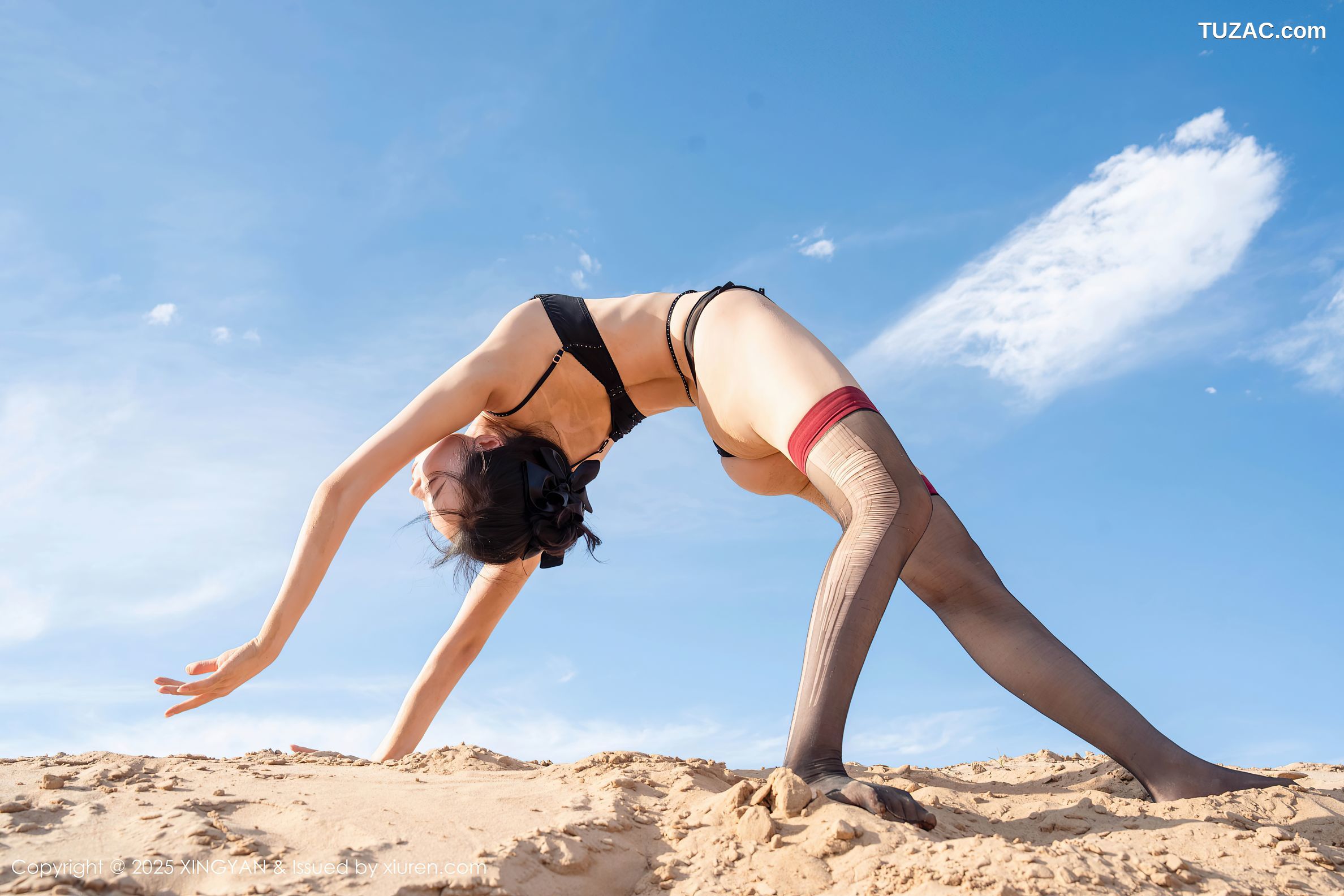 XingYan星颜社-387-清妙-沙漠轻透黑纱黑色内衣黑丝-2025.08.21